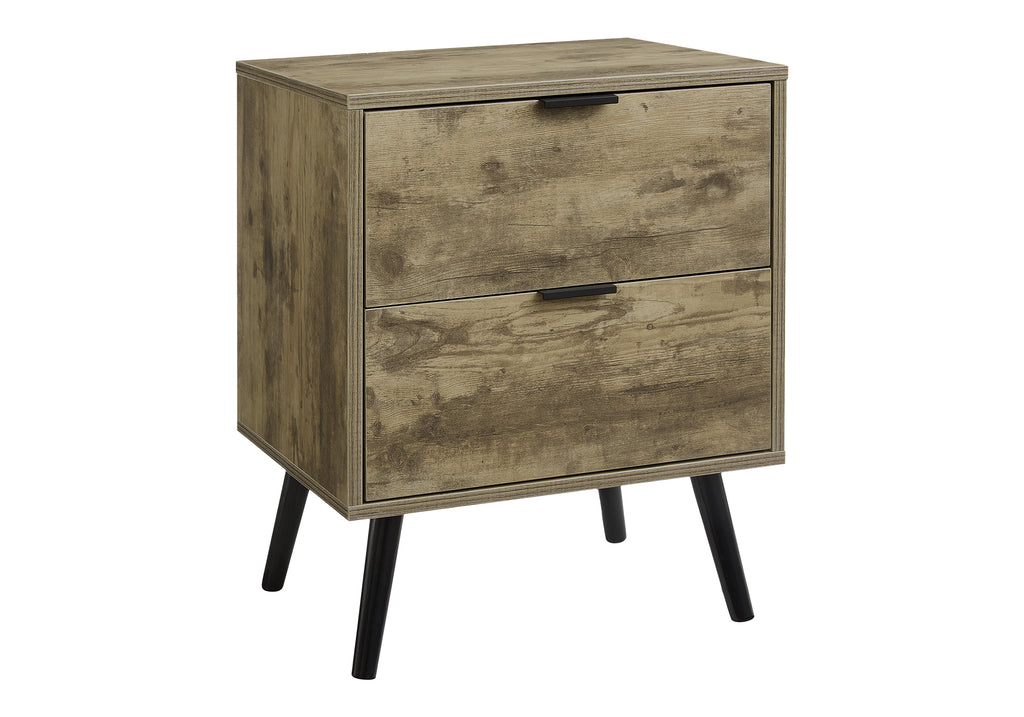 ACCENT TABLE - 24""H / LIGHT BROWN END TABLE - 2 DRAWERS