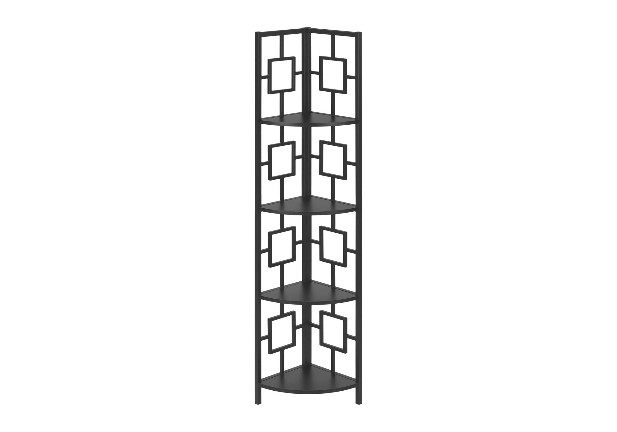 BOOKCASE - 62""H / BLACK / BLACK METAL CORNER ETAGERE