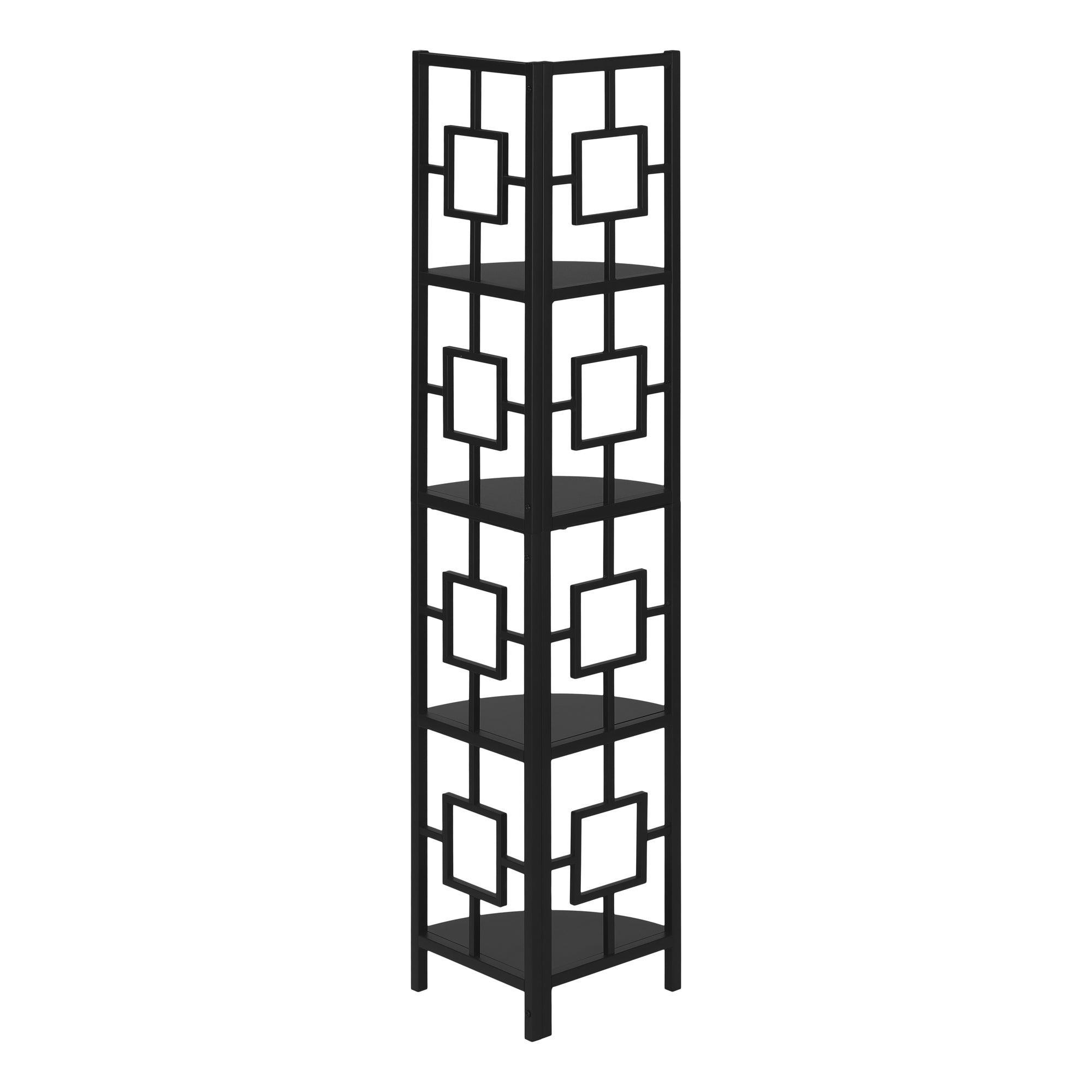 BOOKCASE - 62""H / BLACK / BLACK METAL CORNER ETAGERE