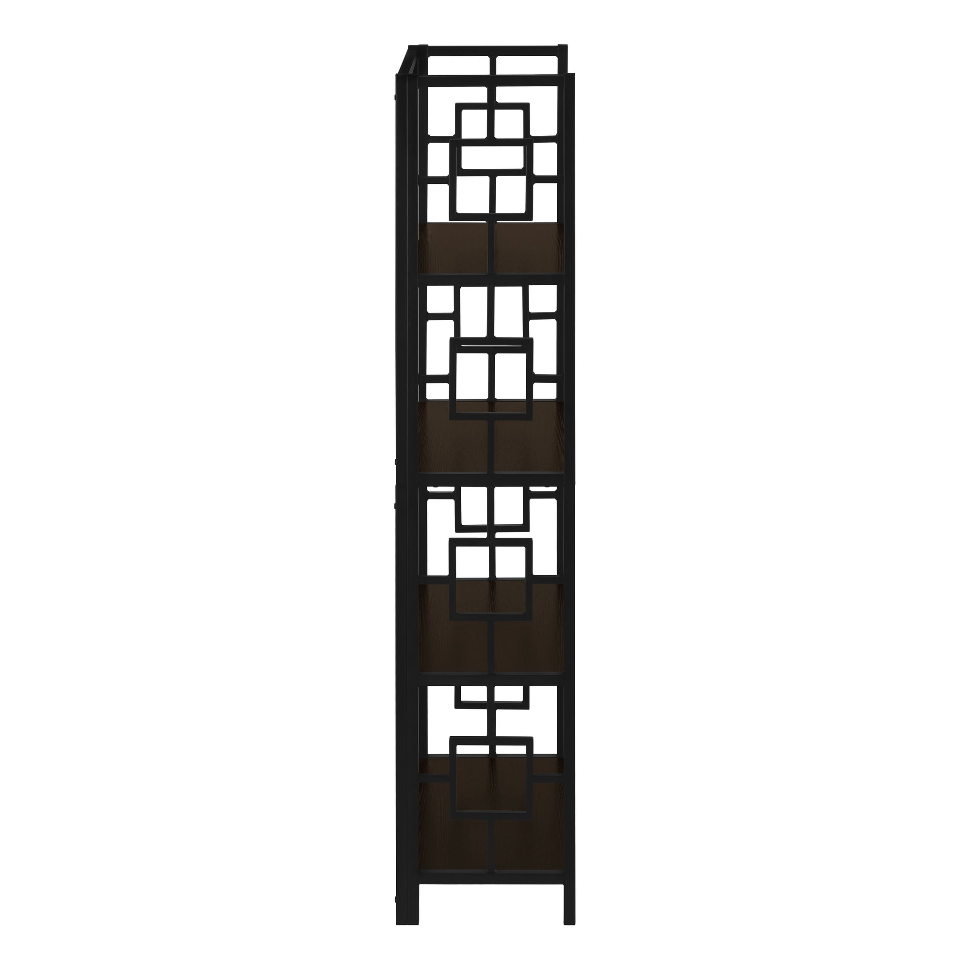 BOOKCASE - 62""H / ESPRESSO / BLACK METAL ETAGERE