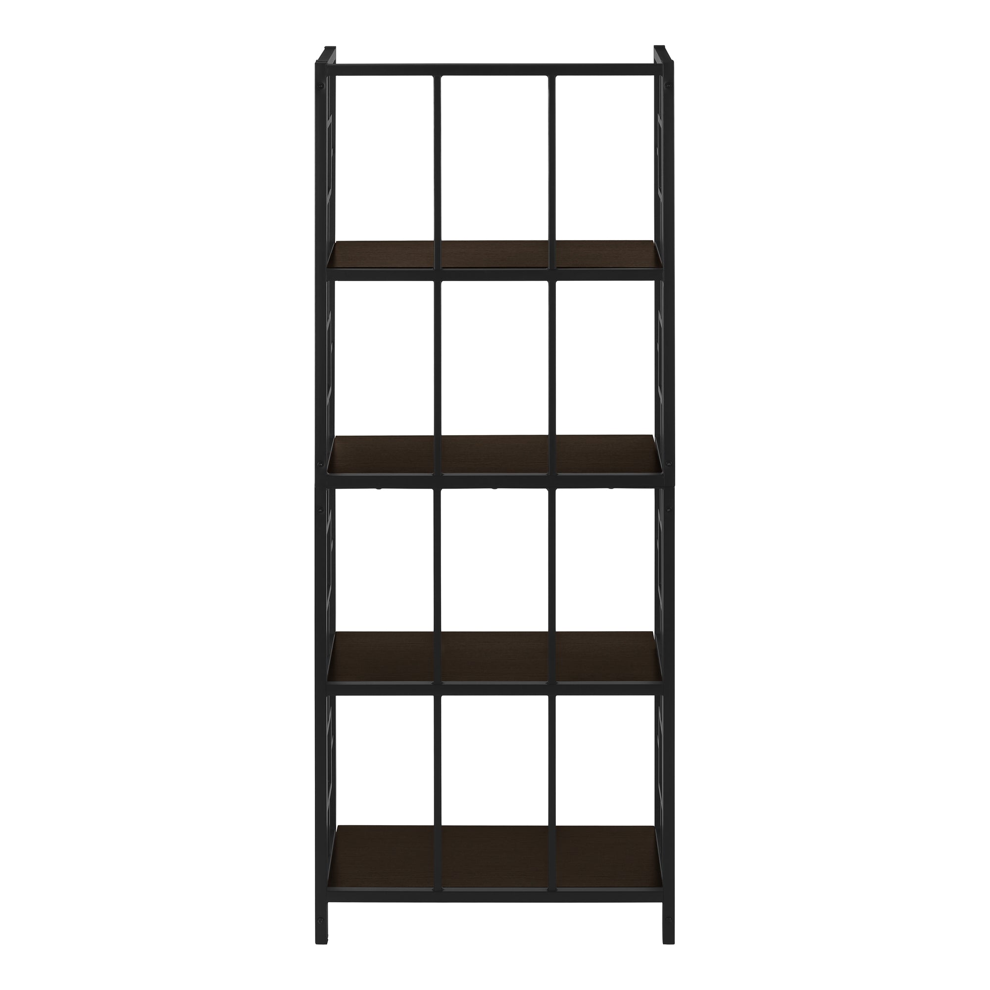 BOOKCASE - 62""H / ESPRESSO / BLACK METAL ETAGERE