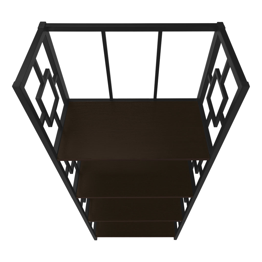 BOOKCASE - 62""H / ESPRESSO / BLACK METAL ETAGERE