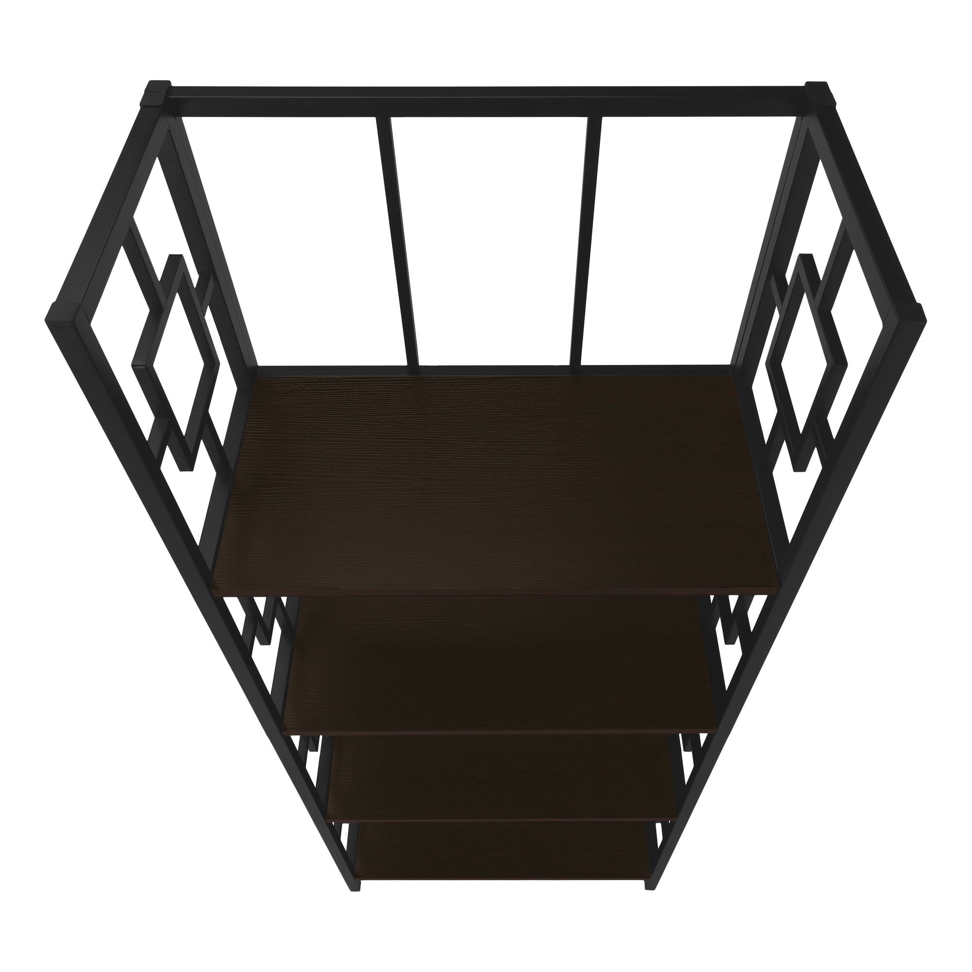 BOOKCASE - 62""H / ESPRESSO / BLACK METAL ETAGERE