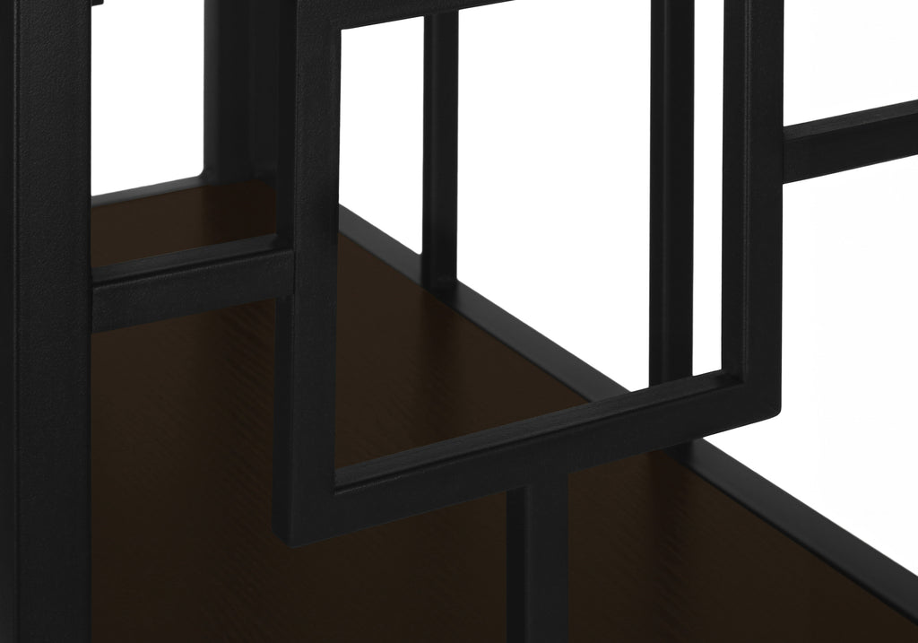 BOOKCASE - 62""H / ESPRESSO / BLACK METAL ETAGERE