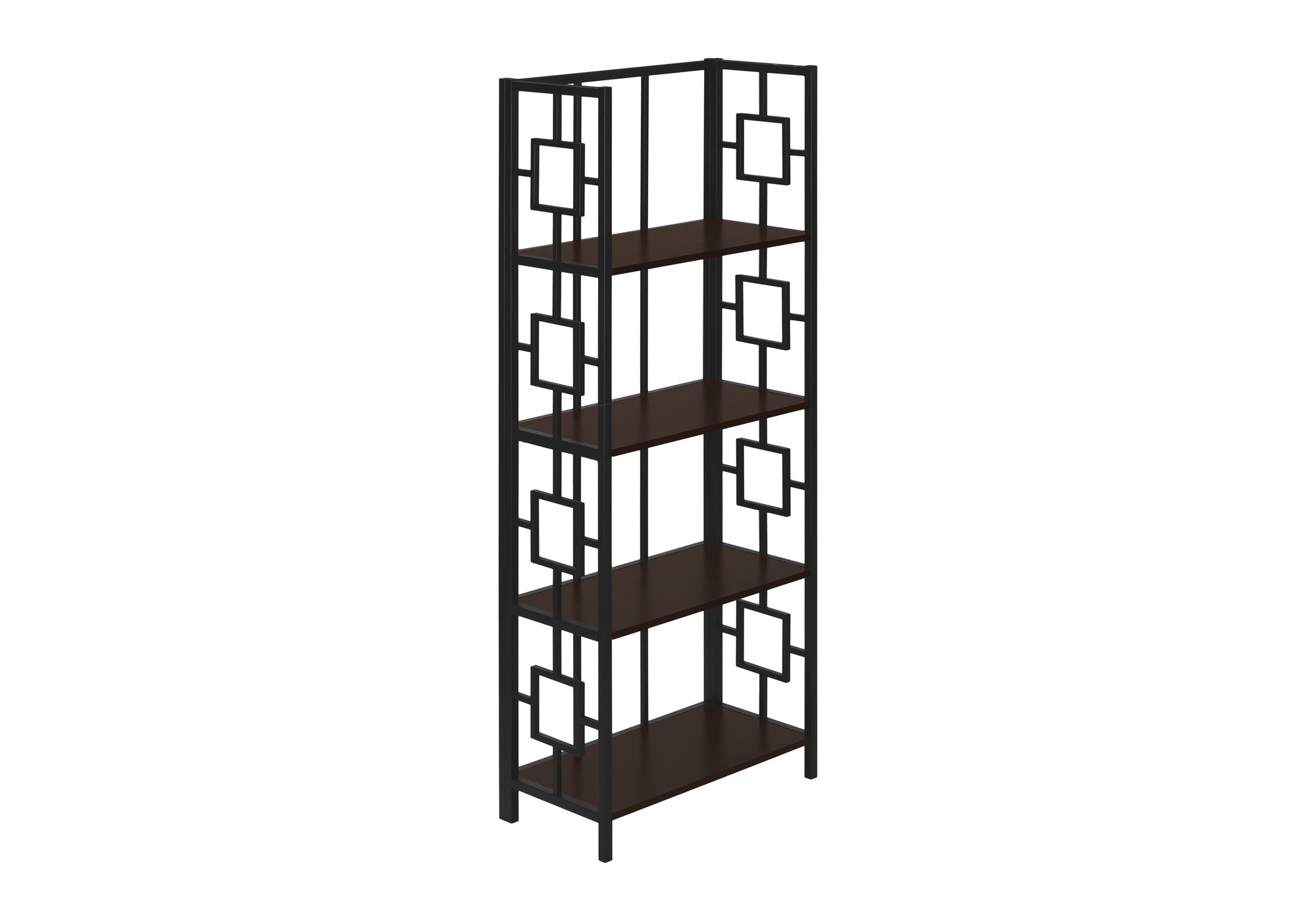 BOOKCASE - 62""H / ESPRESSO / BLACK METAL ETAGERE