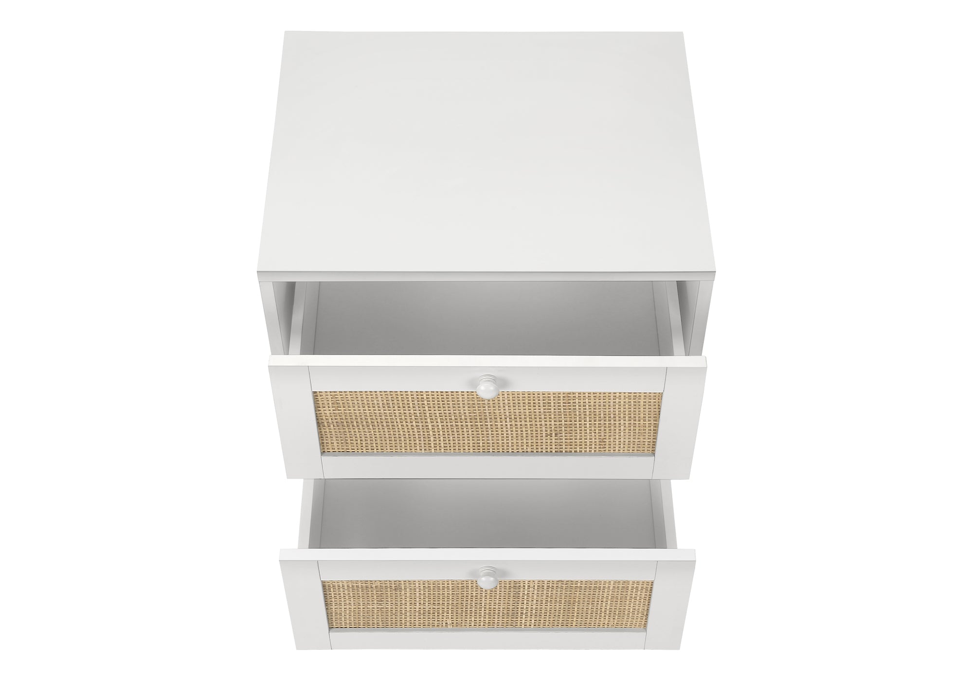 ACCENT TABLE - 24""H / WHITE END TABLE - 2 WALNUT DRAWERS