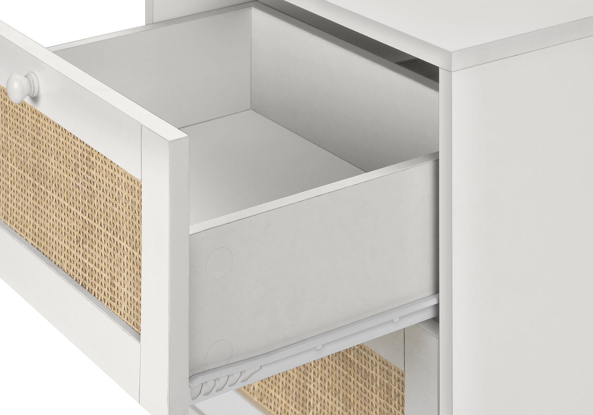 ACCENT TABLE - 24""H / WHITE END TABLE - 2 WALNUT DRAWERS