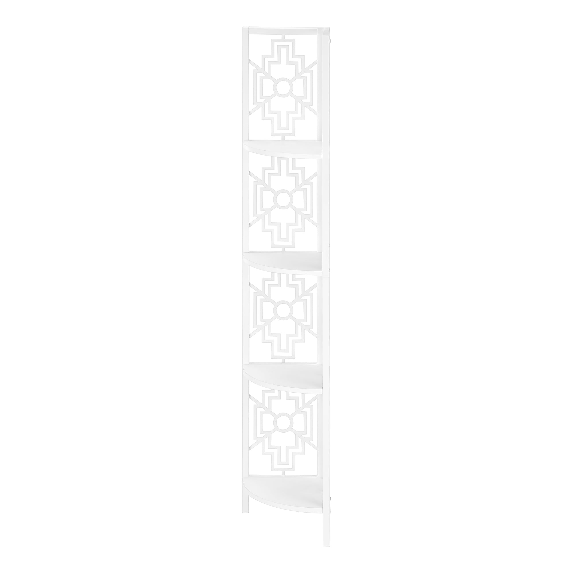 BOOKCASE - 62""H / WHITE / WHITE METAL CORNER ETAGERE
