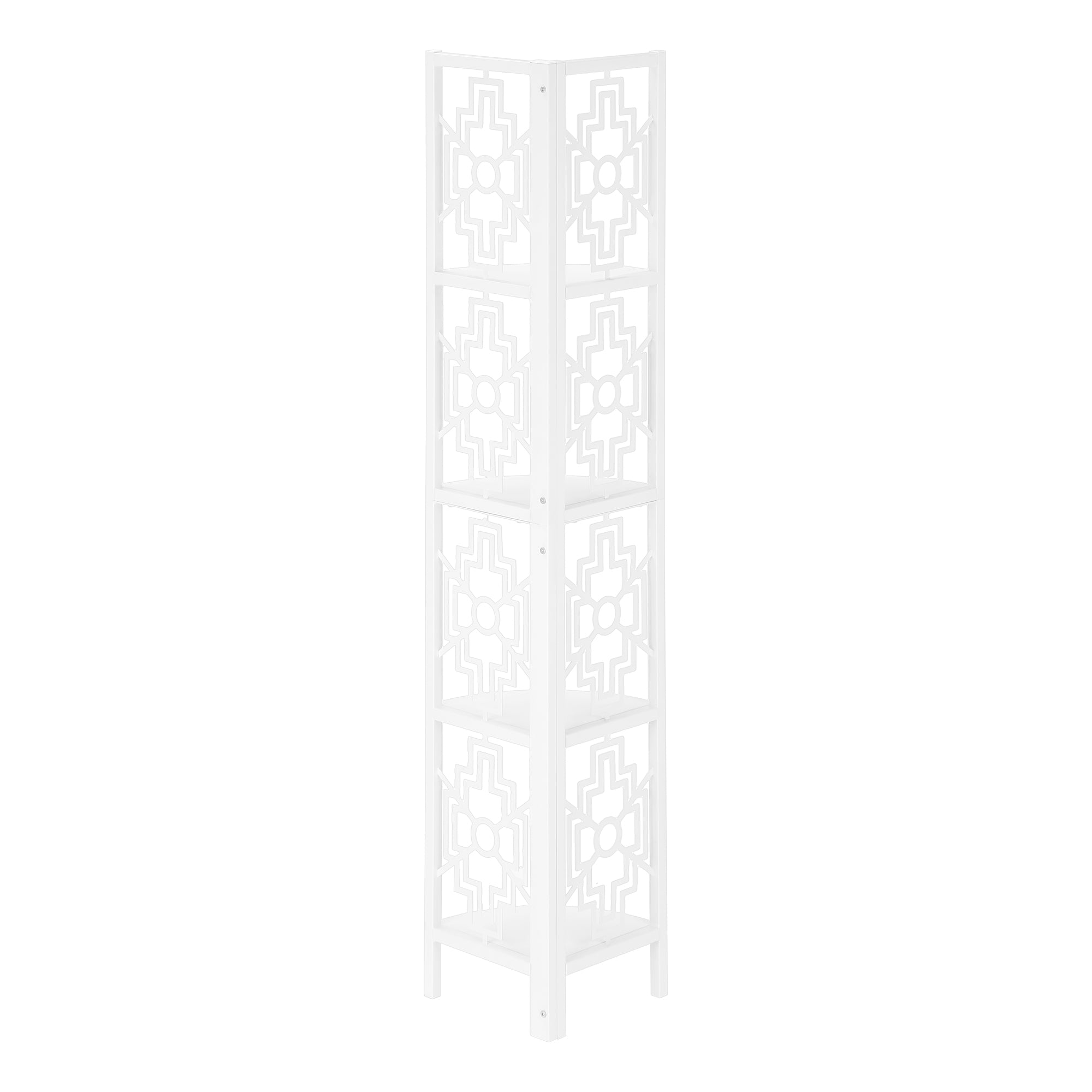 BOOKCASE - 62""H / WHITE / WHITE METAL CORNER ETAGERE