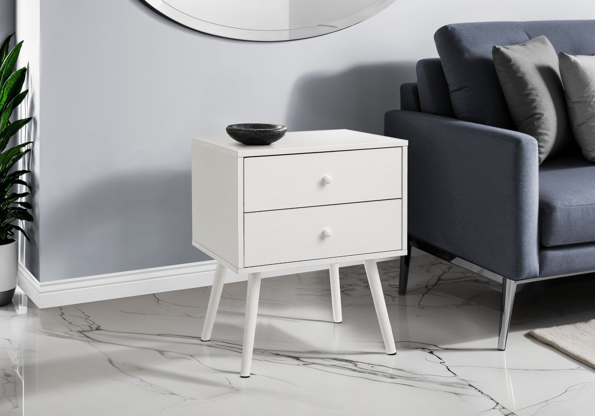 ACCENT TABLE - 24""H / WHITE END TABLE WITH 2 DRAWERS