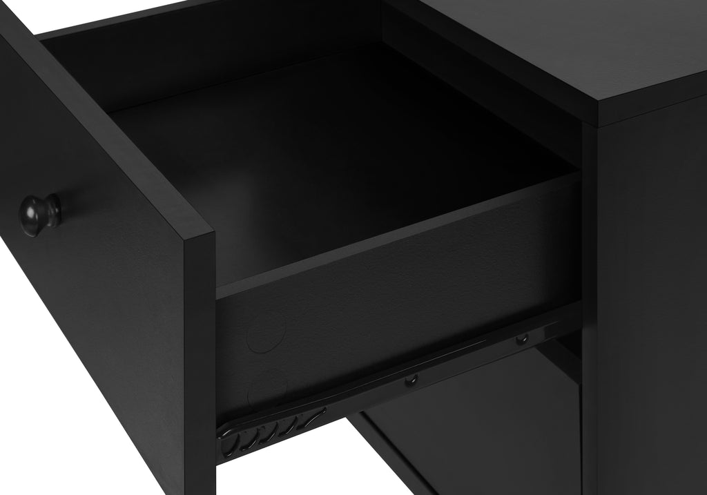 ACCENT TABLE - 24""H / BLACK END TABLE WITH 2 DRAWERS
