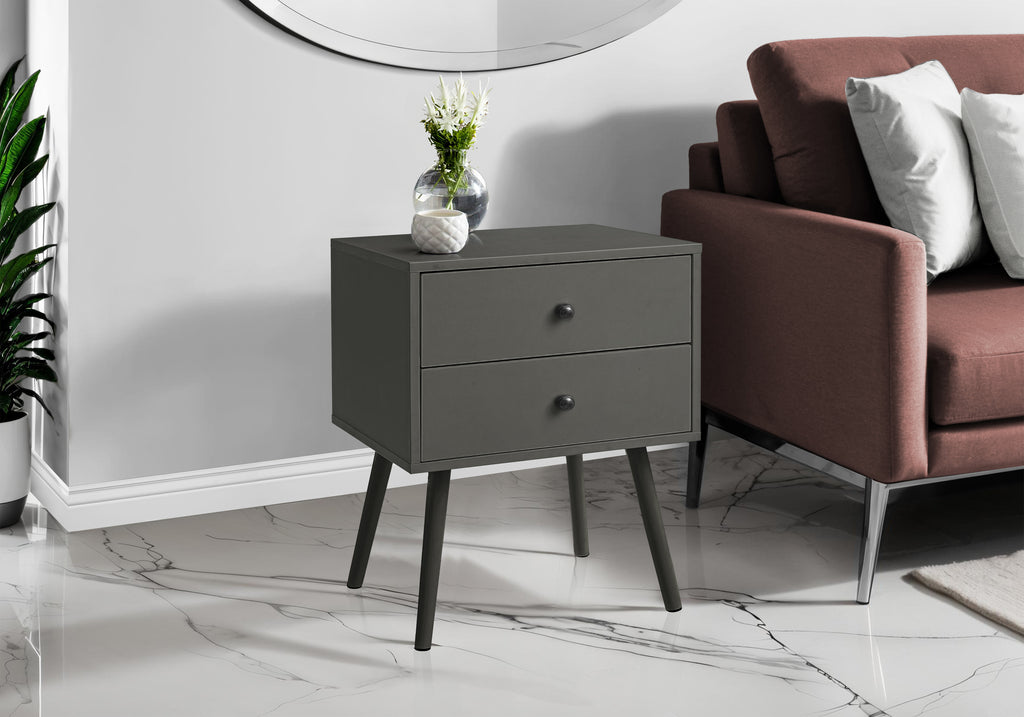 ACCENT TABLE - 24""H / GREY END TABLE WITH 2 DRAWERS