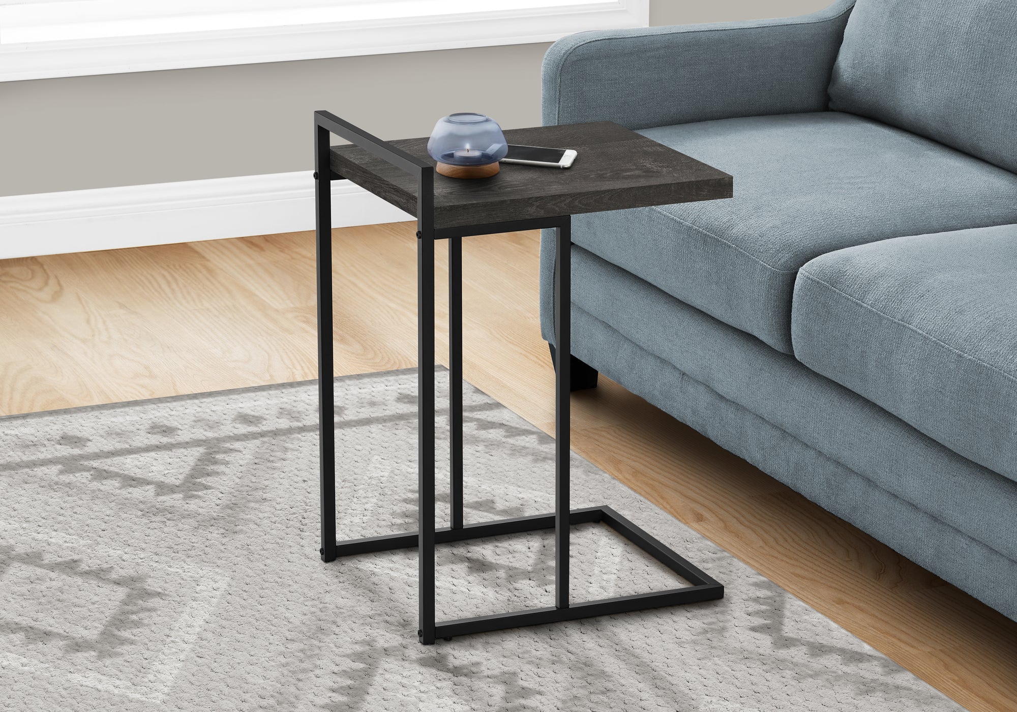 ACCENT TABLE - 25""H / BLACK RECLAIMED WOOD / BLACK METAL
