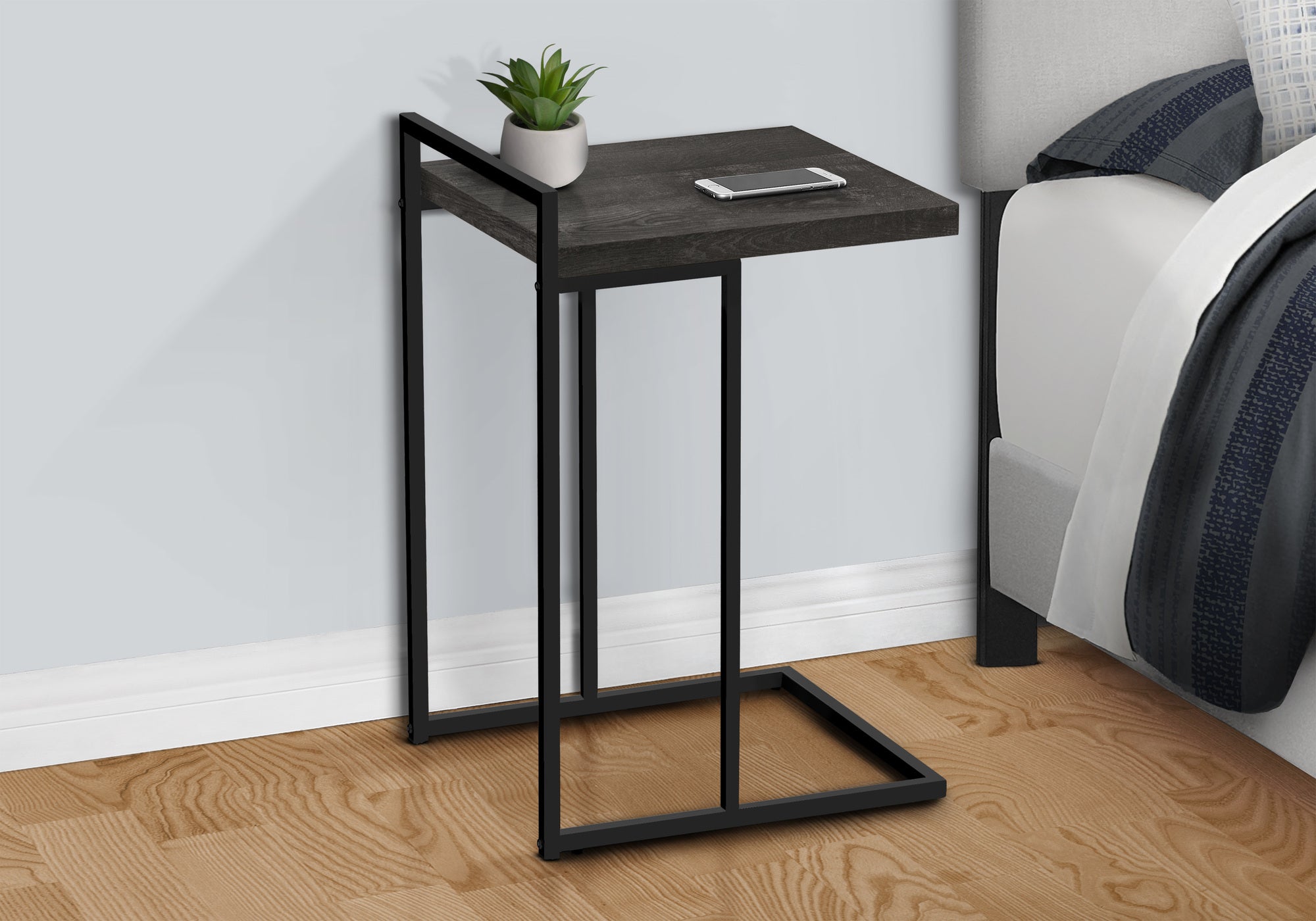ACCENT TABLE - 25""H / BLACK RECLAIMED WOOD / BLACK METAL