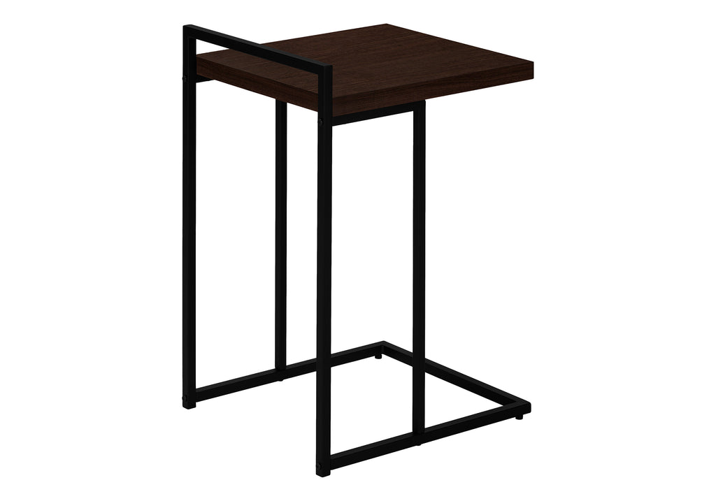 ACCENT TABLE - 25""H / ESPRESSO / BLACK METAL