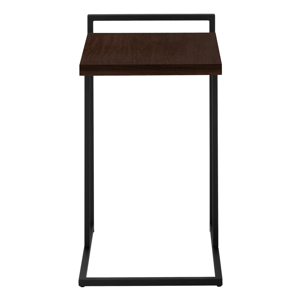 ACCENT TABLE - 25""H / ESPRESSO / BLACK METAL