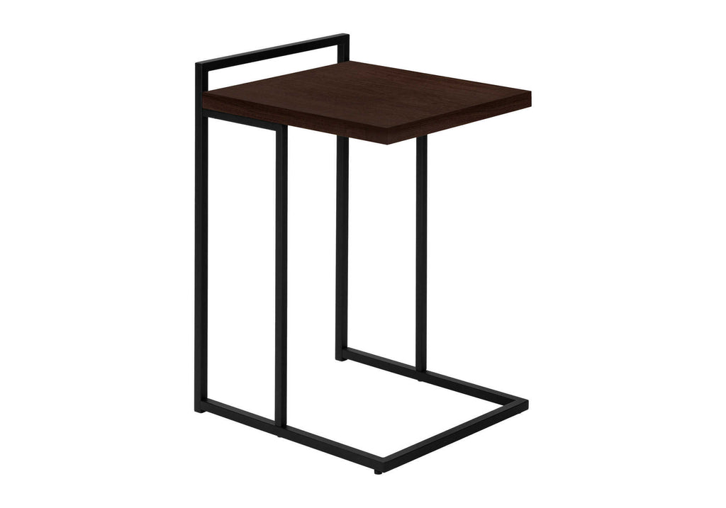 ACCENT TABLE - 25""H / ESPRESSO / BLACK METAL