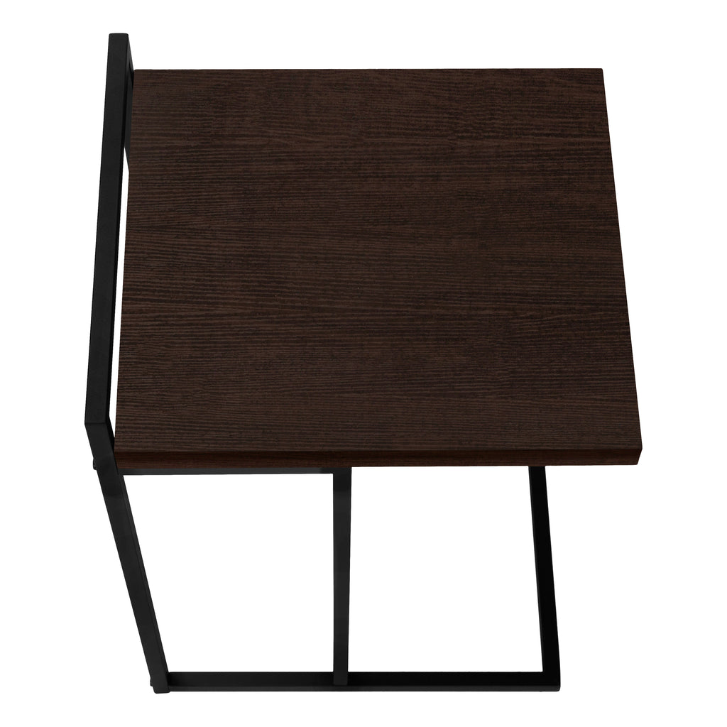 ACCENT TABLE - 25""H / ESPRESSO / BLACK METAL