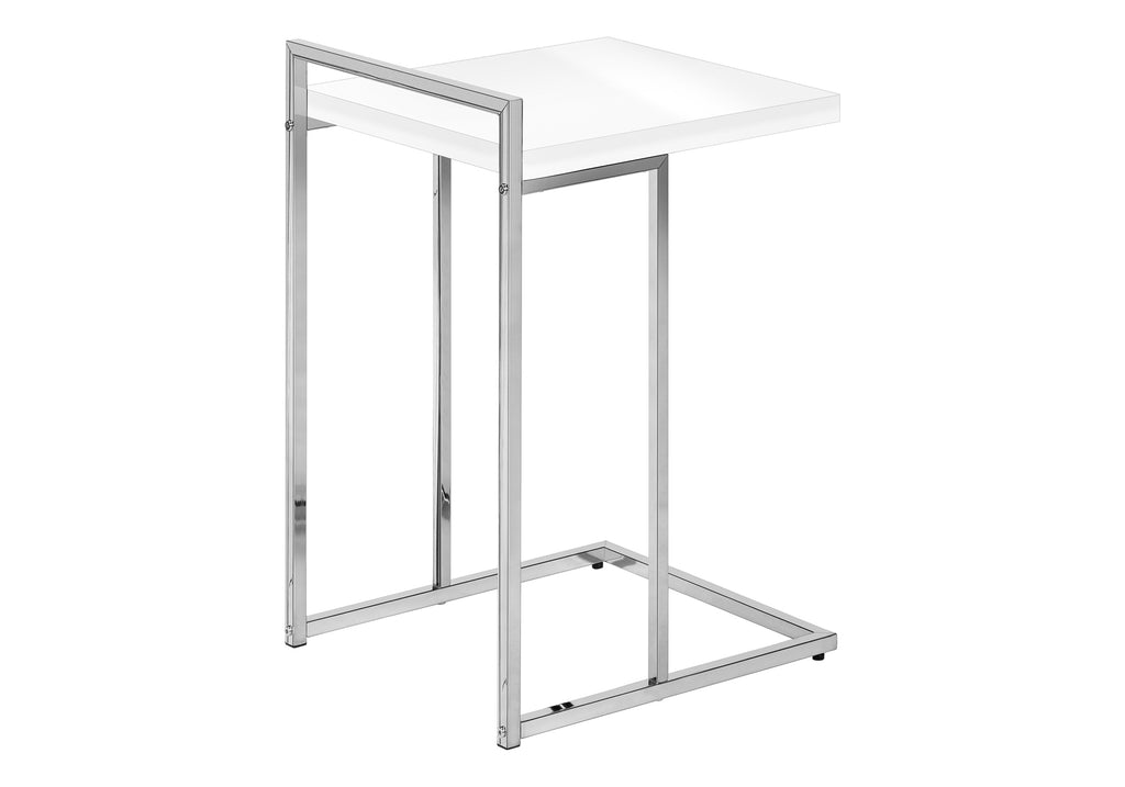 ACCENT TABLE - 25""H / GLOSSY WHITE / CHROME METAL