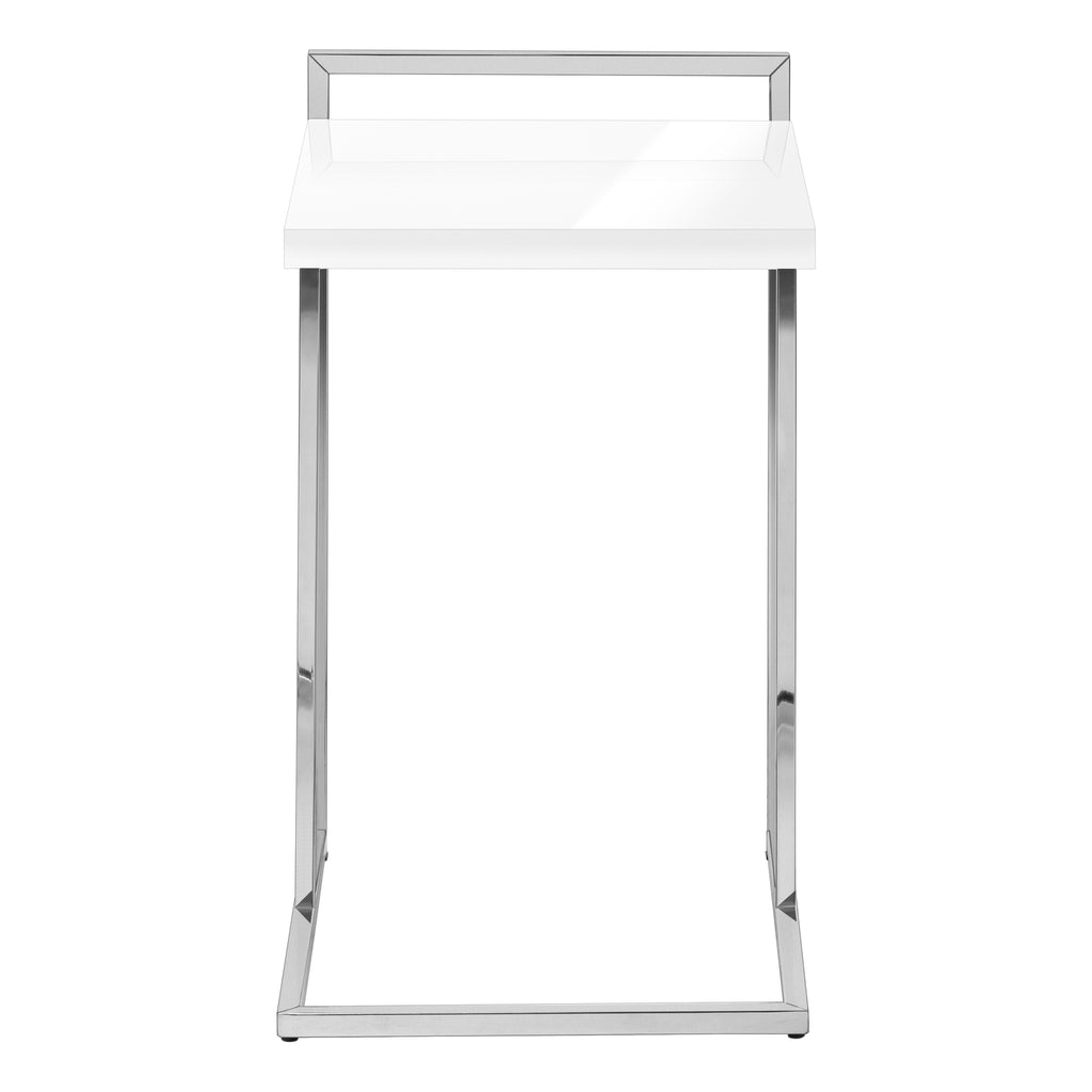 ACCENT TABLE - 25""H / GLOSSY WHITE / CHROME METAL