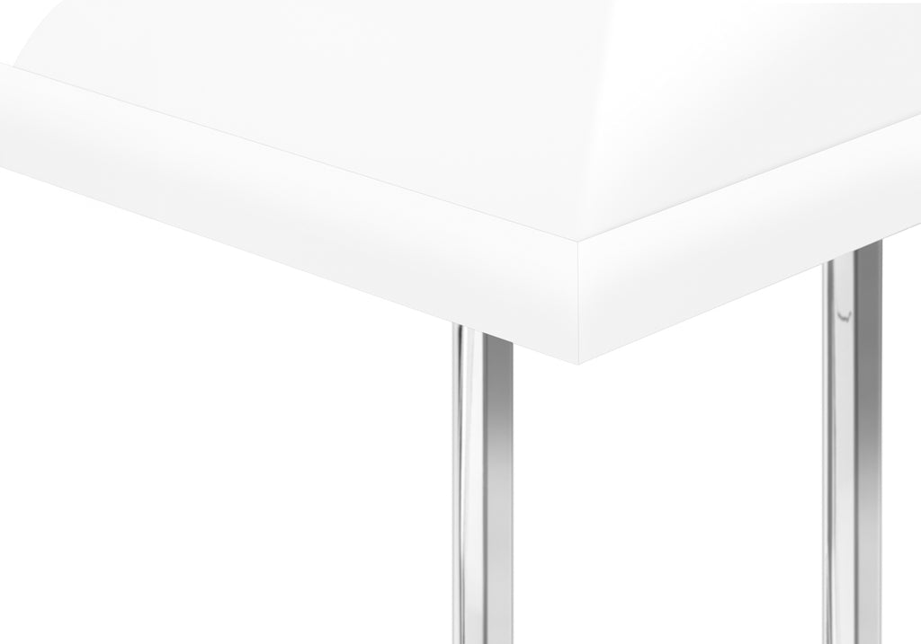 ACCENT TABLE - 25""H / GLOSSY WHITE / CHROME METAL