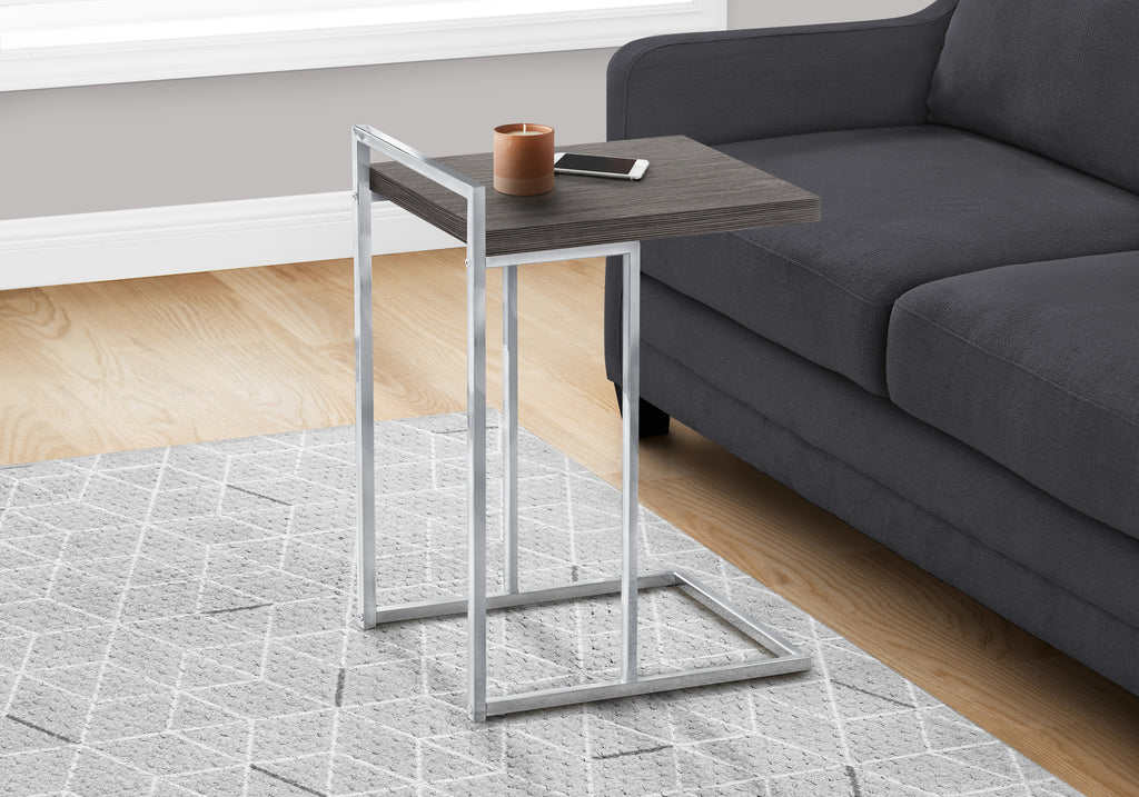 ACCENT TABLE - 25""H / GREY / CHROME METAL