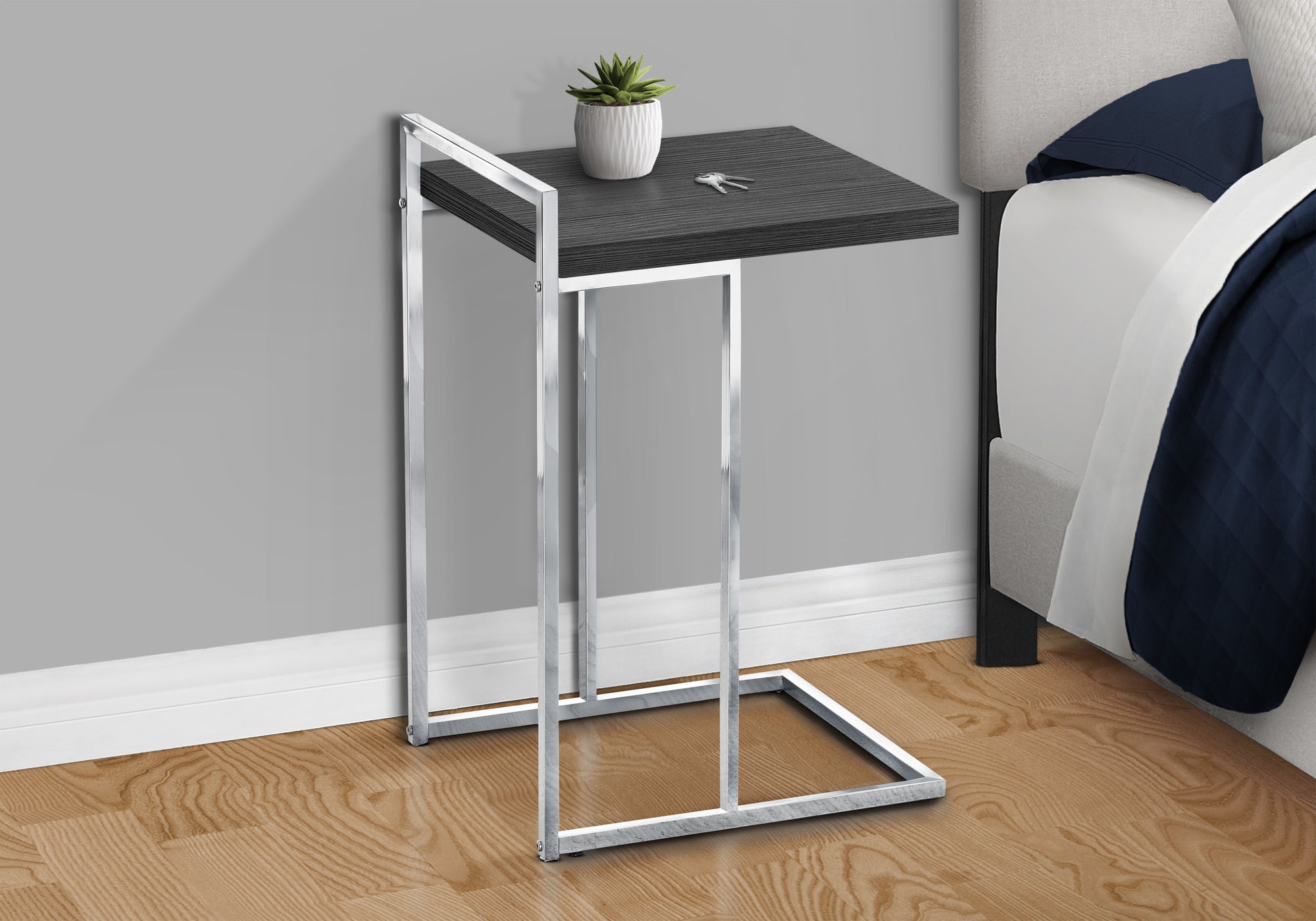 ACCENT TABLE - 25""H / GREY / CHROME METAL