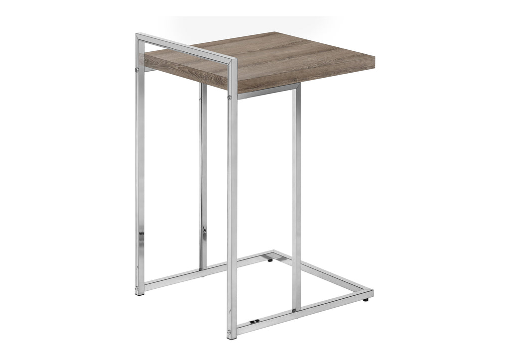 ACCENT TABLE - 25""H / DARK TAUPE / CHROME METAL