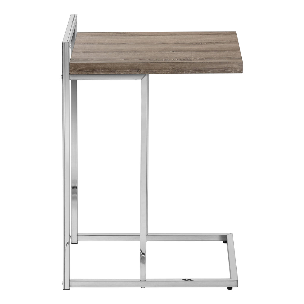 ACCENT TABLE - 25""H / DARK TAUPE / CHROME METAL