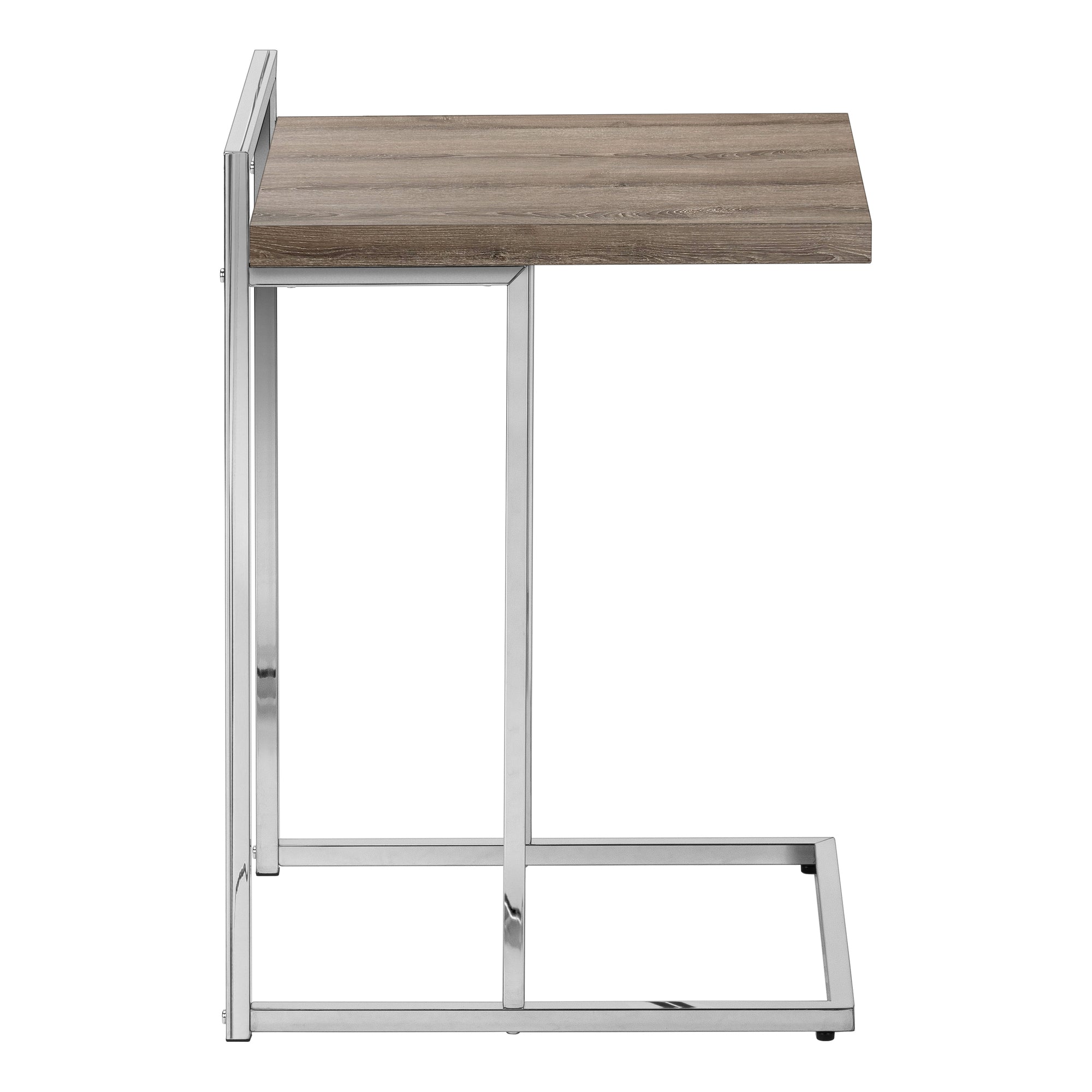 ACCENT TABLE - 25""H / DARK TAUPE / CHROME METAL