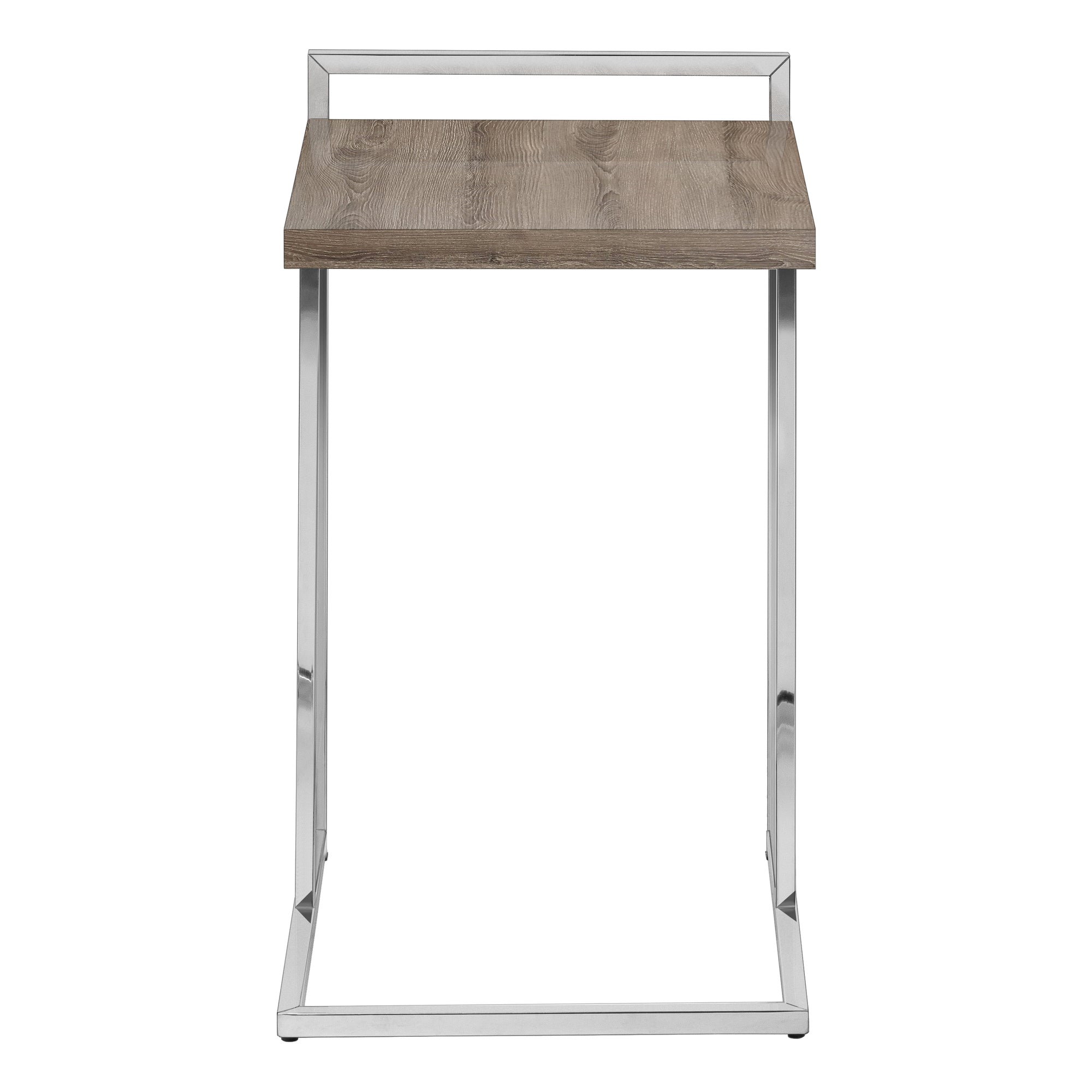 ACCENT TABLE - 25""H / DARK TAUPE / CHROME METAL