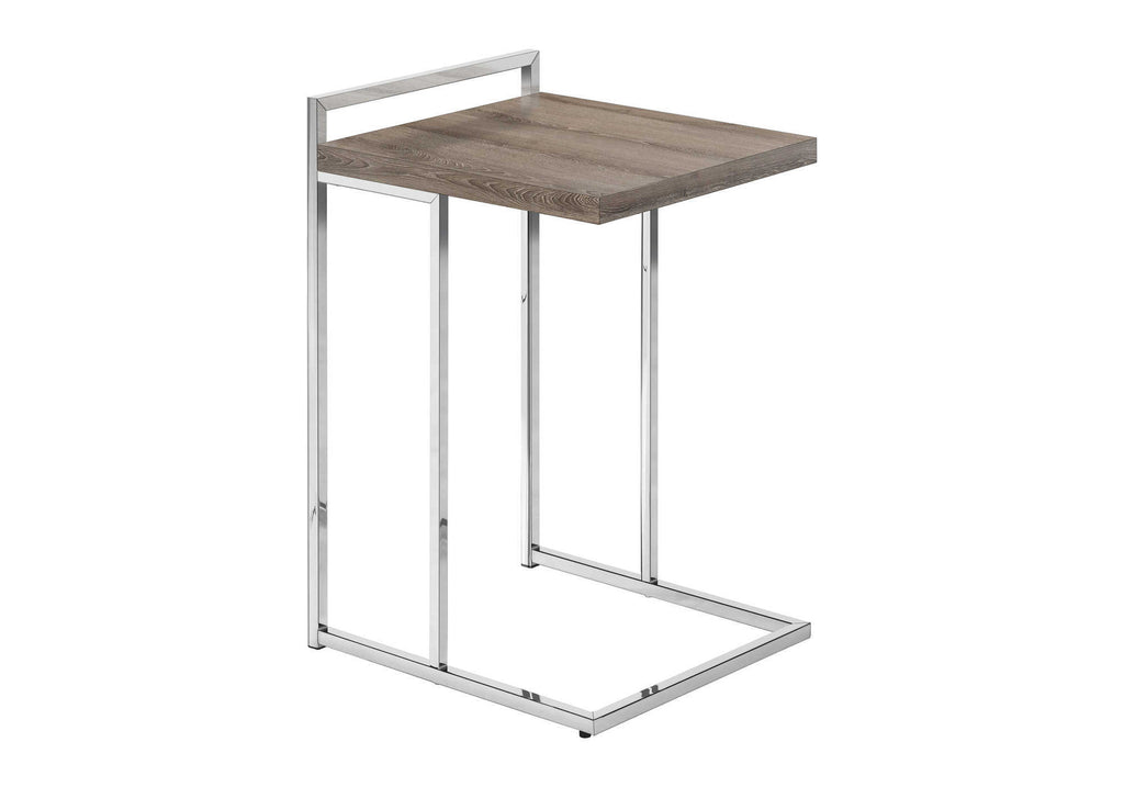 ACCENT TABLE - 25""H / DARK TAUPE / CHROME METAL
