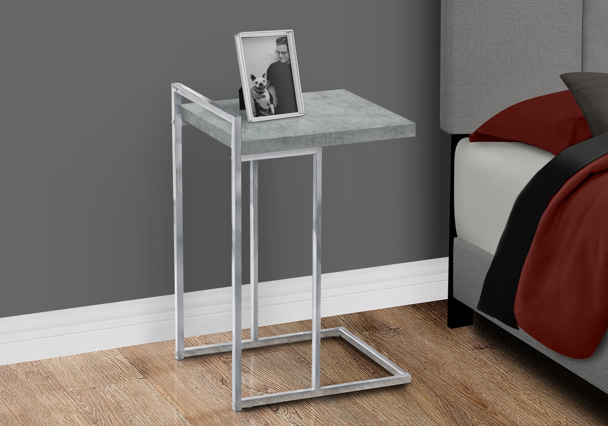 ACCENT TABLE - 25""H / GREY CEMENT / CHROME METAL