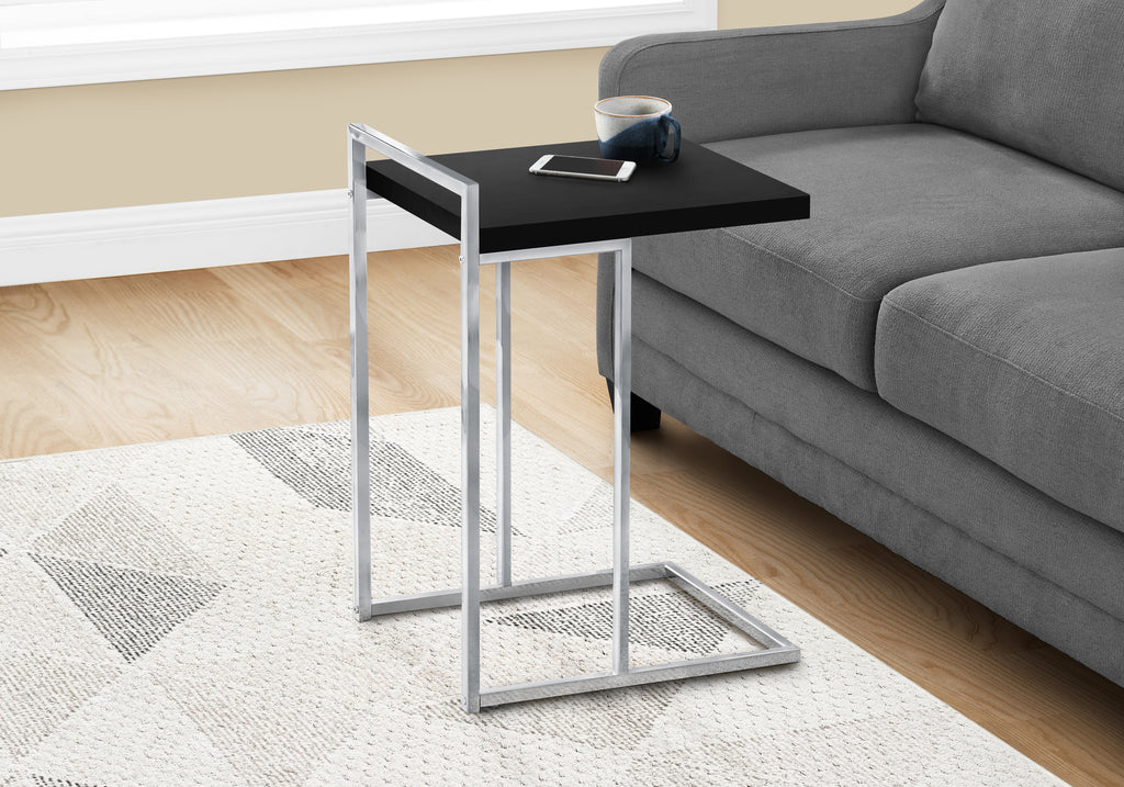 ACCENT TABLE - 25""H / BLACK / CHROME METAL