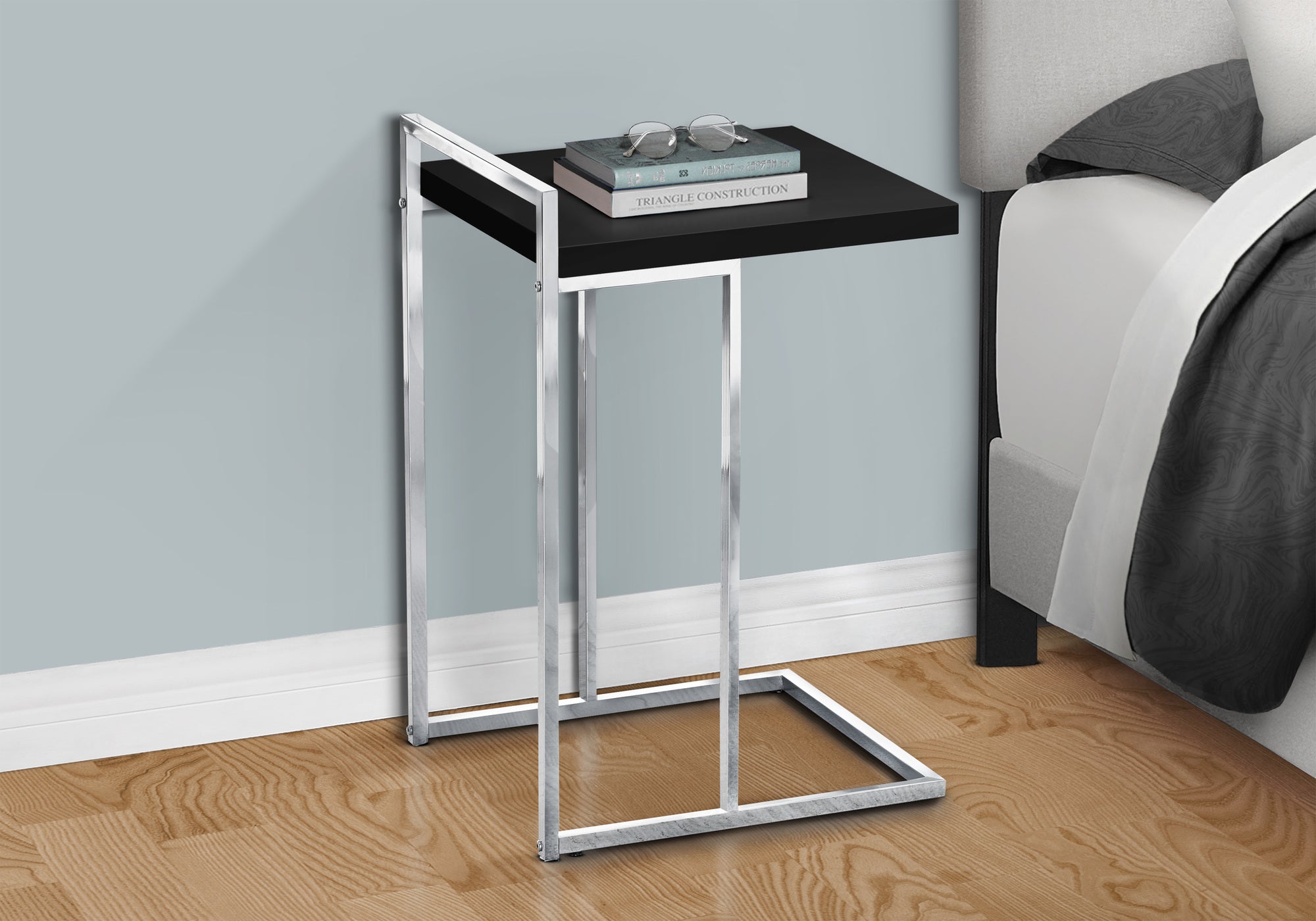 ACCENT TABLE - 25""H / BLACK / CHROME METAL