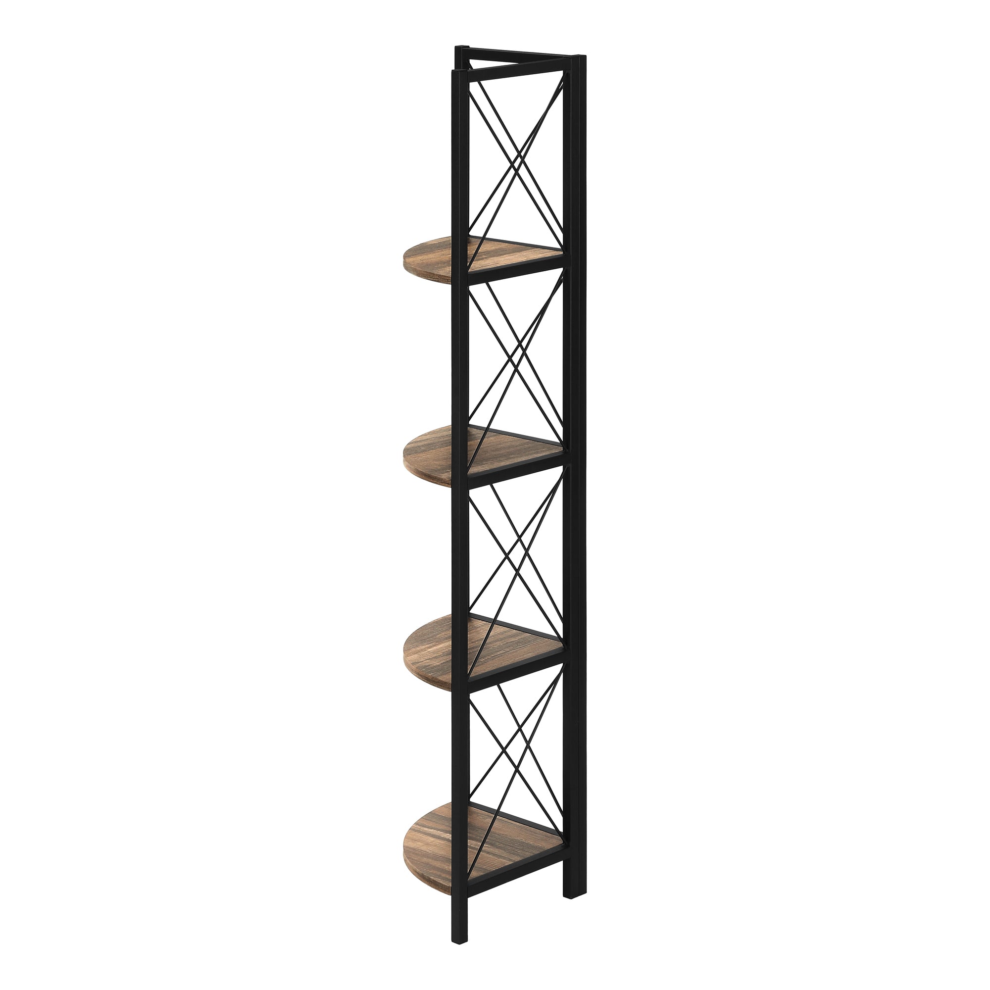 BOOKCASE - 60""H / BROWN RECLAIMED / BLACK METAL CORNER