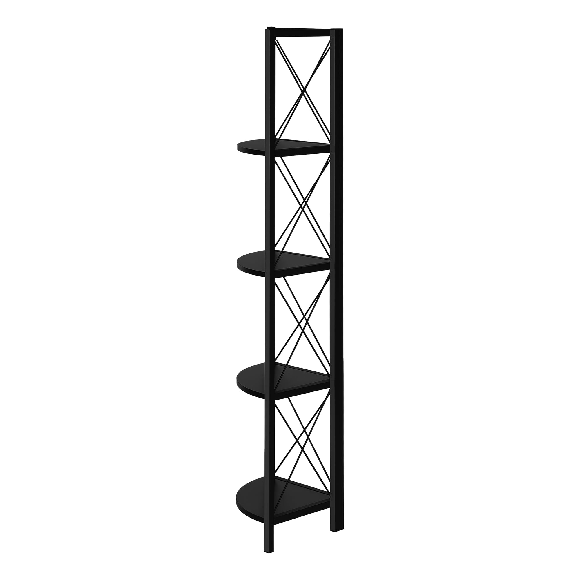 BOOKCASE - 60""H / BLACK / BLACK METAL CORNER ETAGERE