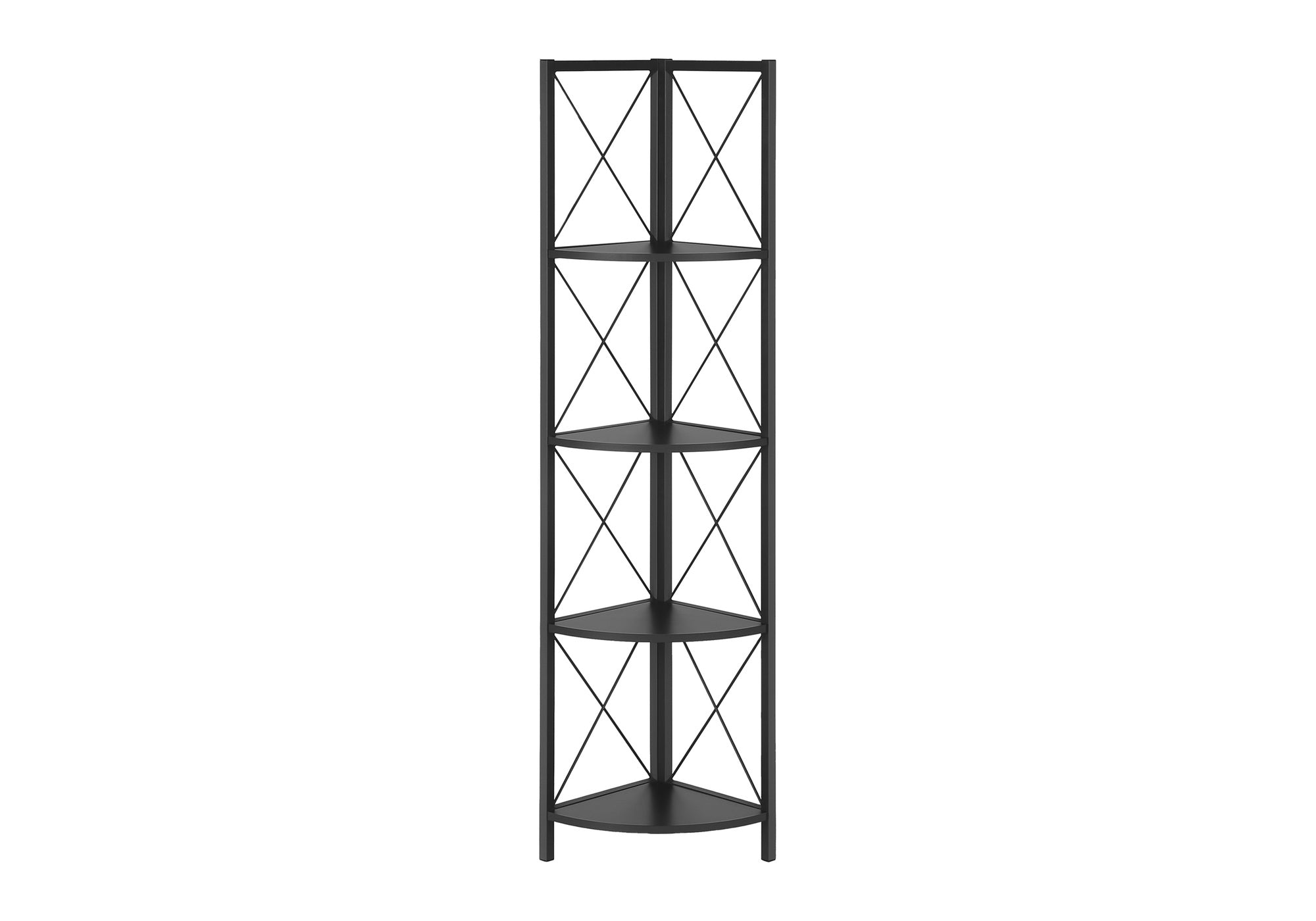 BOOKCASE - 60""H / BLACK / BLACK METAL CORNER ETAGERE