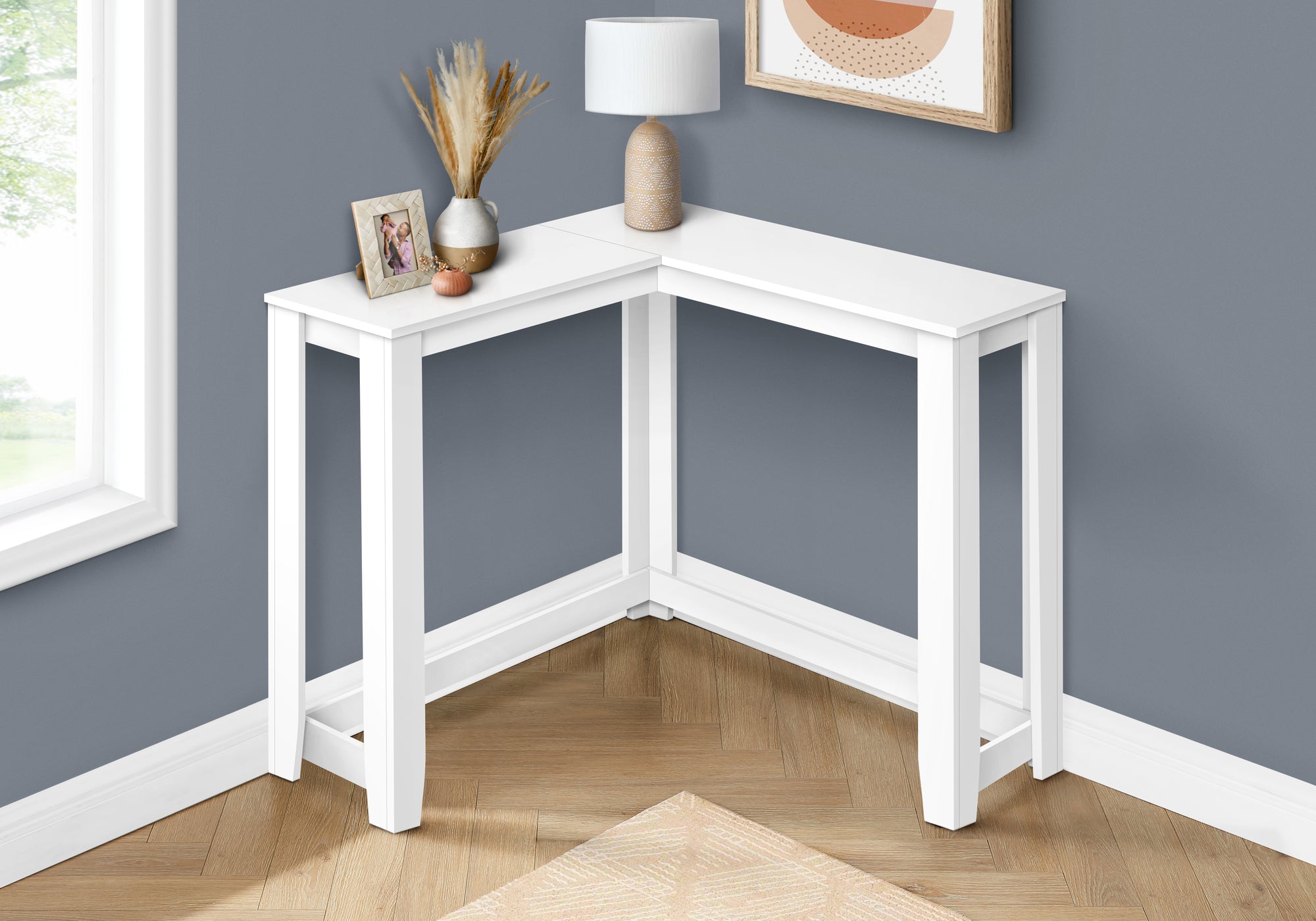 ACCENT TABLE - 36"" / WHITE CORNER CONSOLE