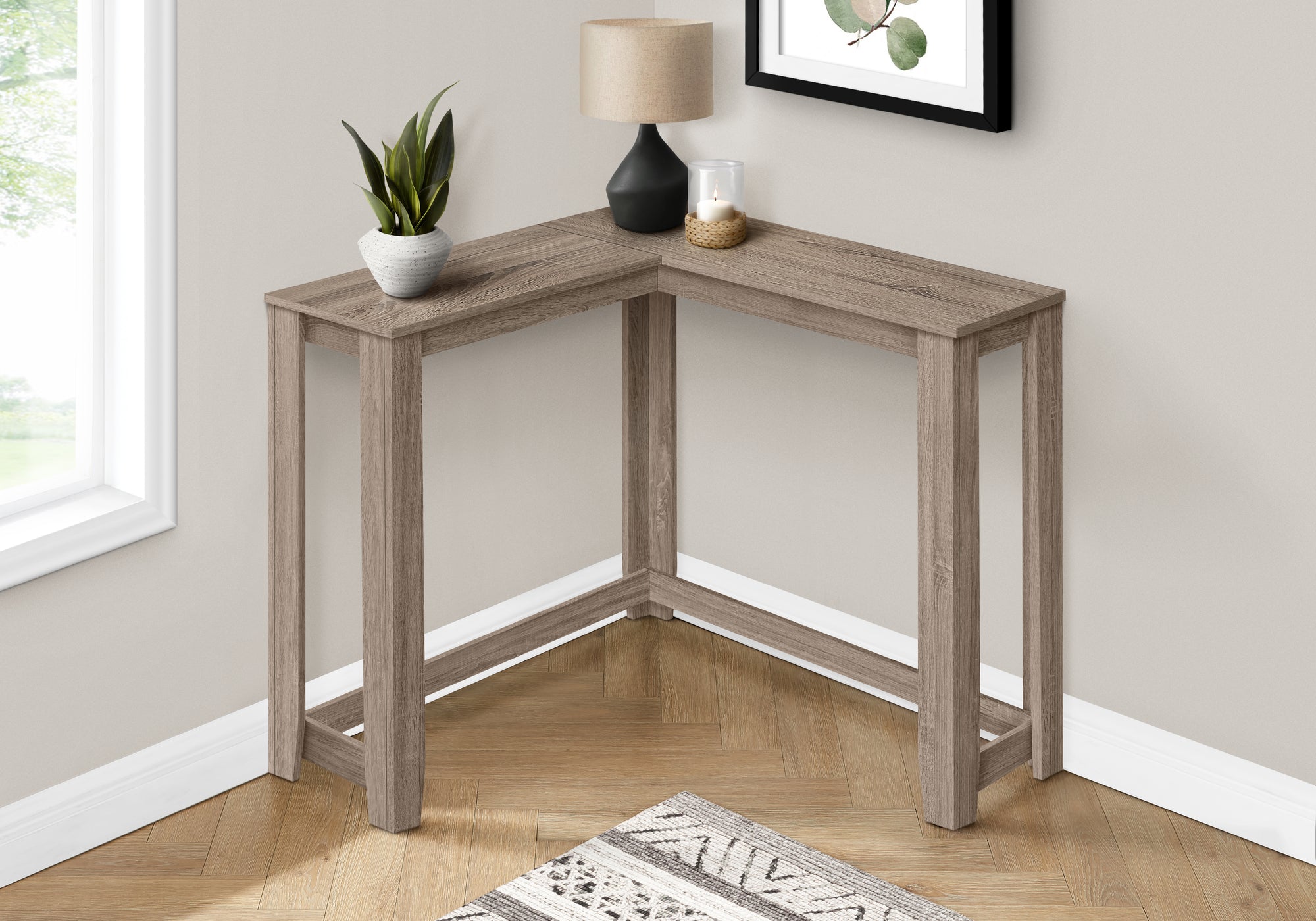 ACCENT TABLE - 36"" / DARK TAUPE CORNER CONSOLE