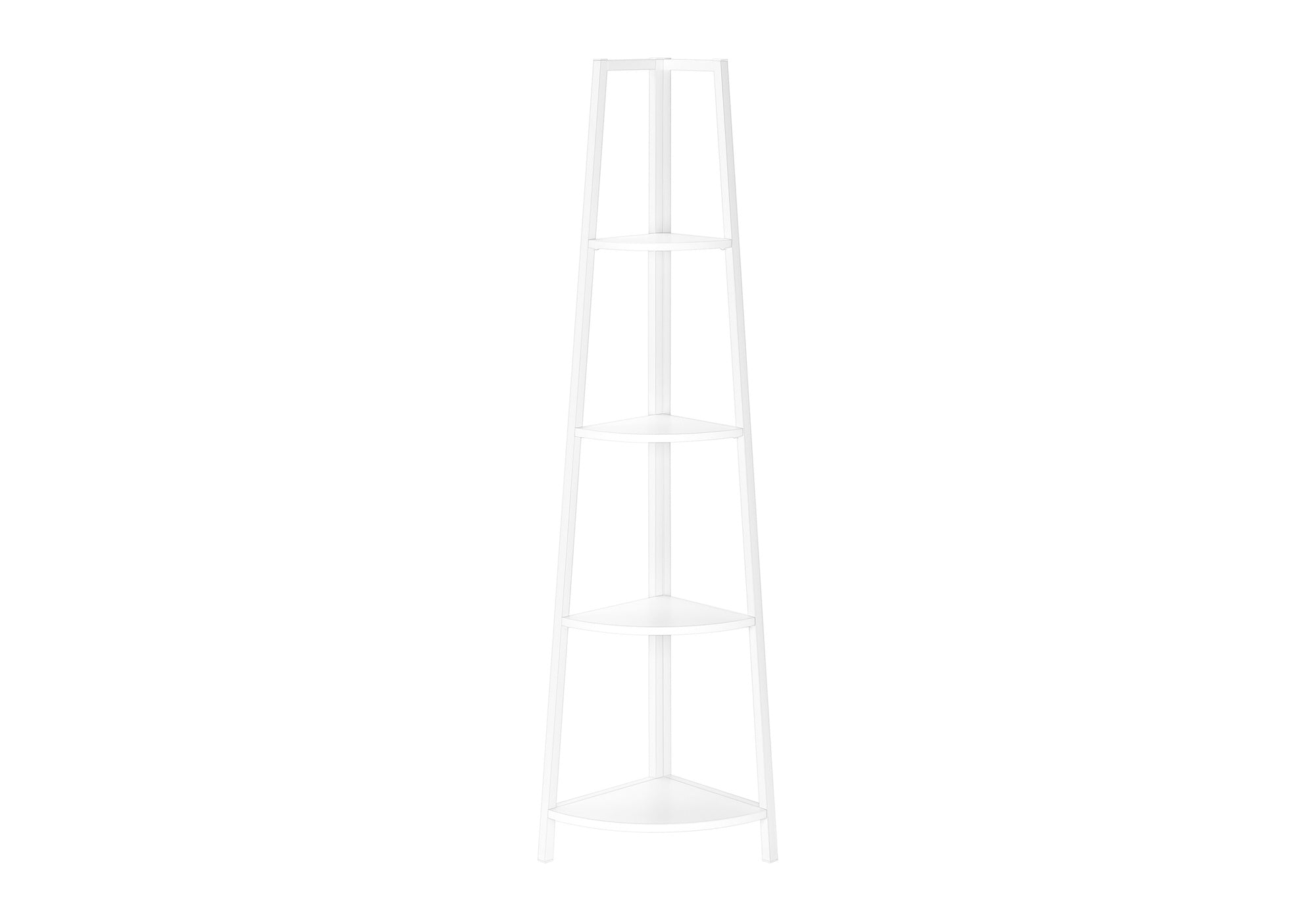 BOOKCASE - 60""H / WHITE / WHITE METAL CORNER ETAGERE