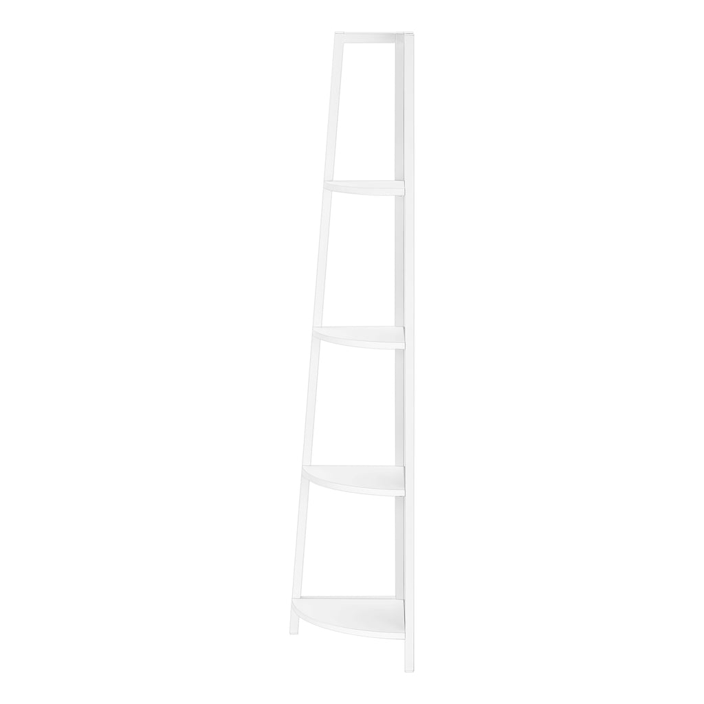 BOOKCASE - 60""H / WHITE / WHITE METAL CORNER ETAGERE