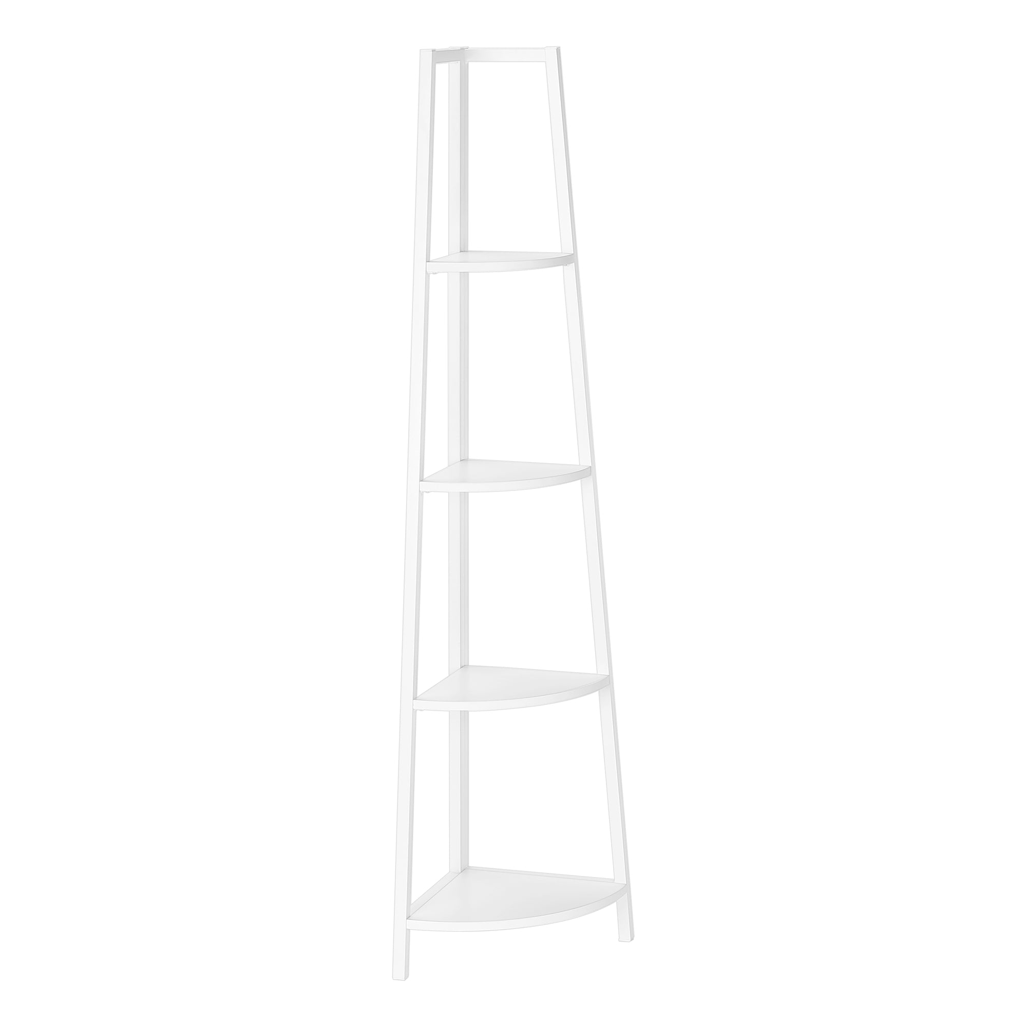 BOOKCASE - 60""H / WHITE / WHITE METAL CORNER ETAGERE