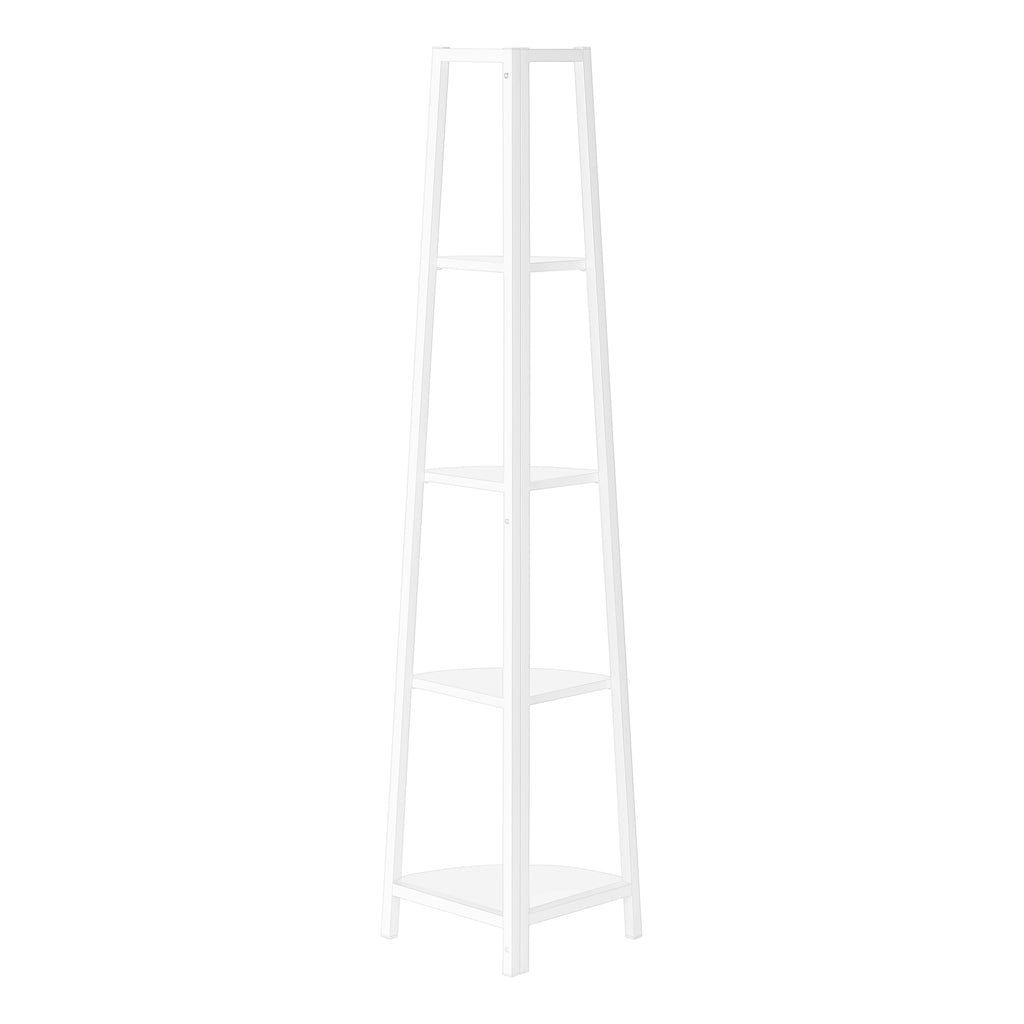 BOOKCASE - 60""H / WHITE / WHITE METAL CORNER ETAGERE
