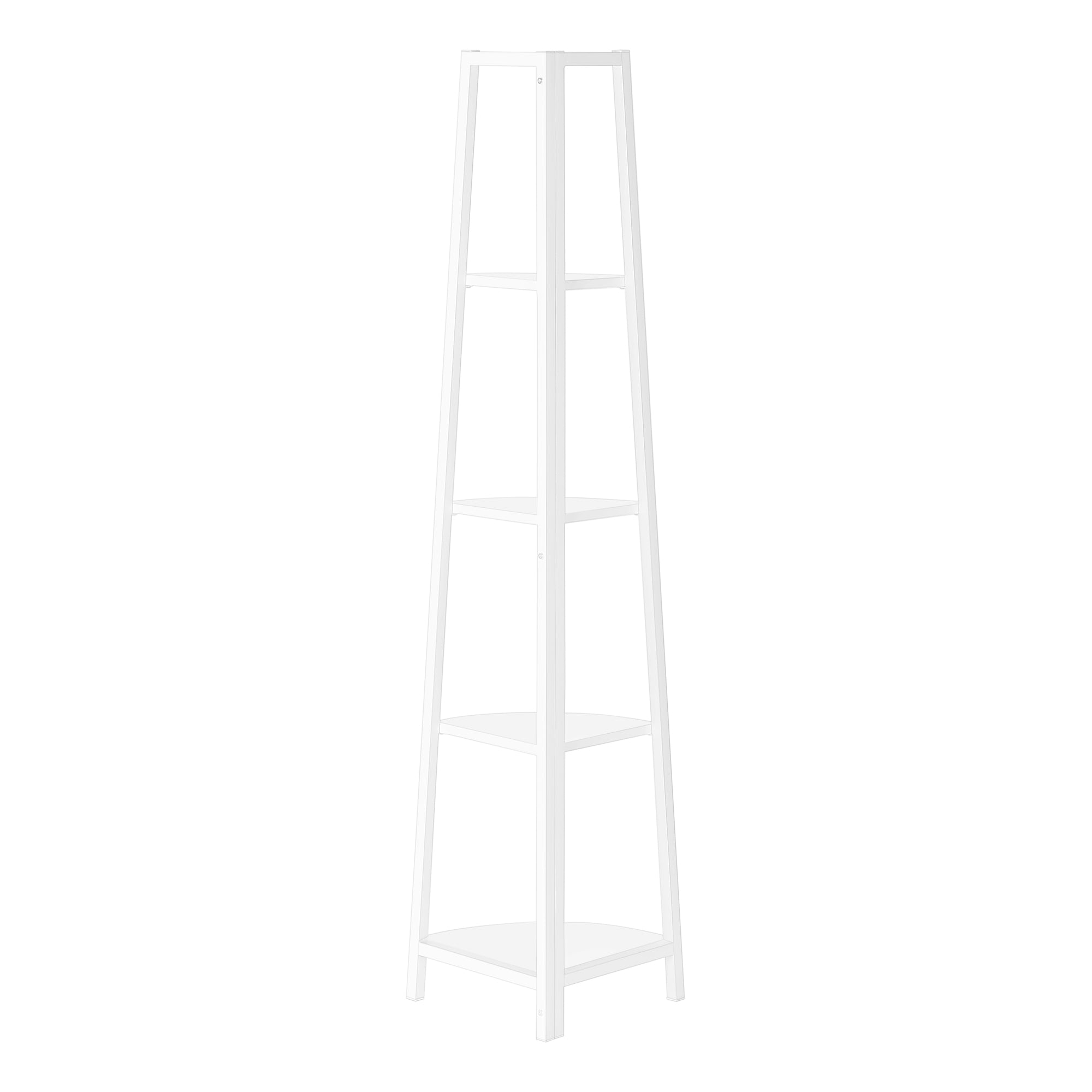 BOOKCASE - 60""H / WHITE / WHITE METAL CORNER ETAGERE