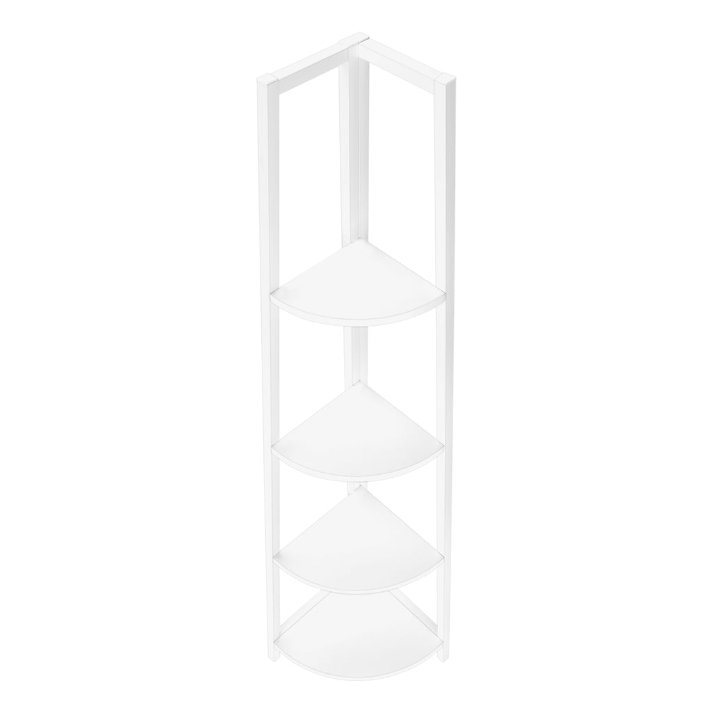 BOOKCASE - 60""H / WHITE / WHITE METAL CORNER ETAGERE