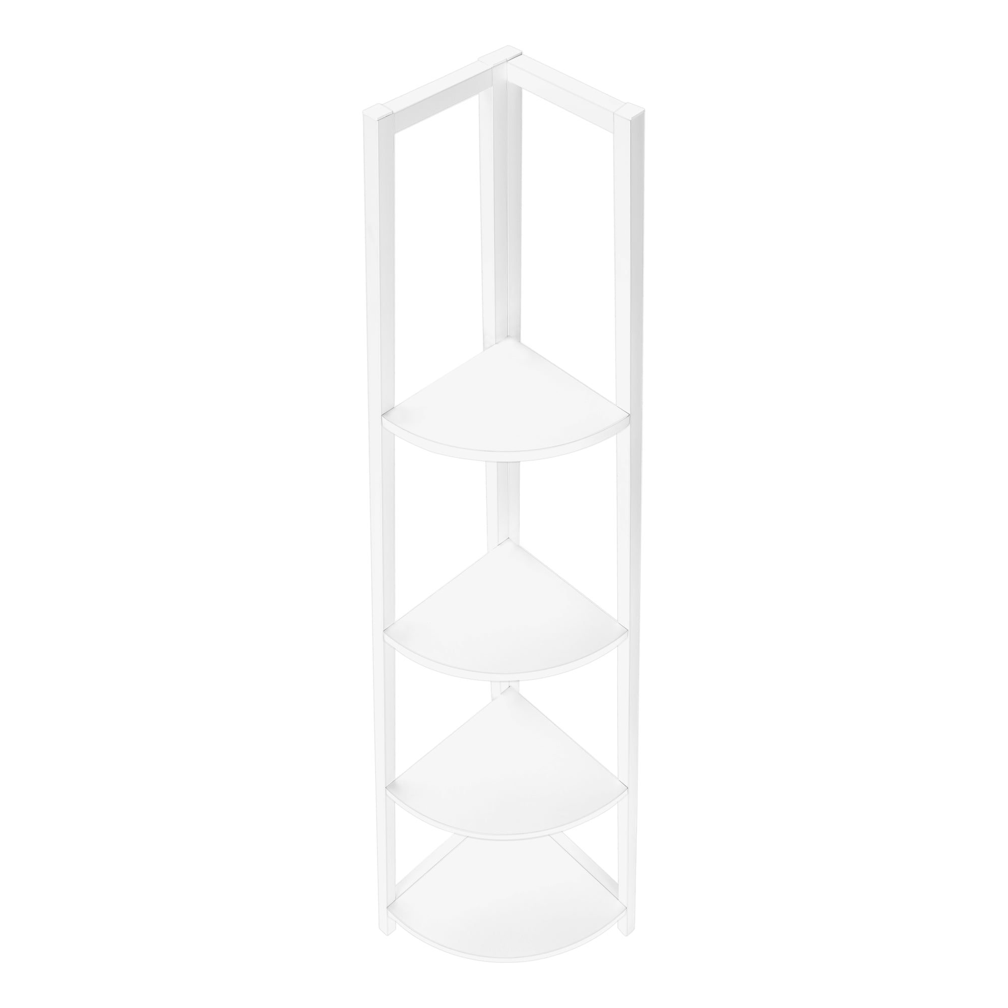 BOOKCASE - 60""H / WHITE / WHITE METAL CORNER ETAGERE