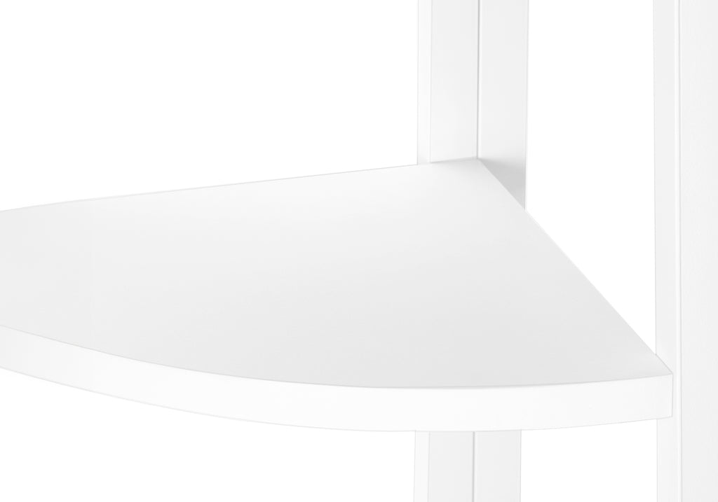BOOKCASE - 60""H / WHITE / WHITE METAL CORNER ETAGERE