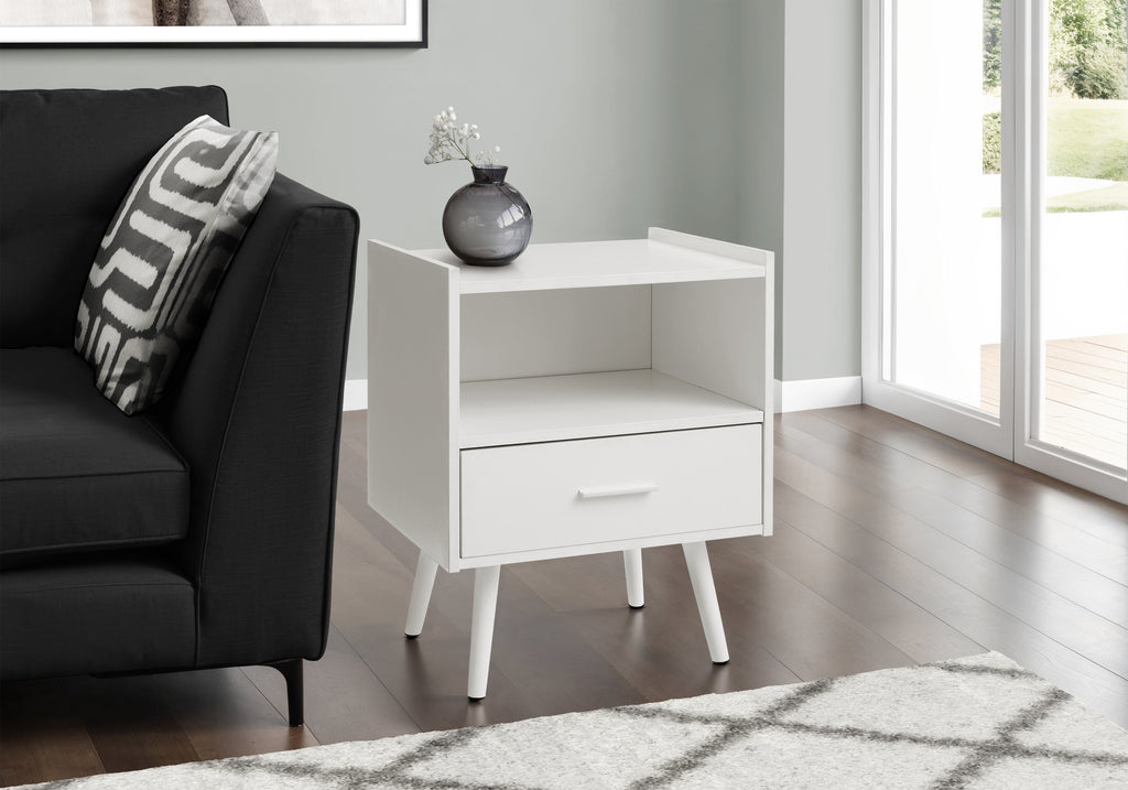 ACCENT TABLE - 24""H / WHITE END TABLE WITH 1 DRAWER