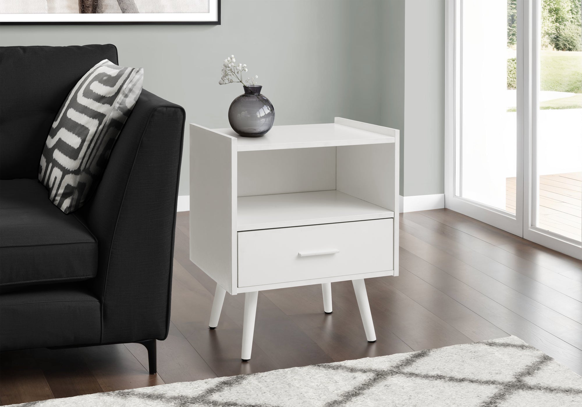 ACCENT TABLE - 24""H / WHITE END TABLE WITH 1 DRAWER